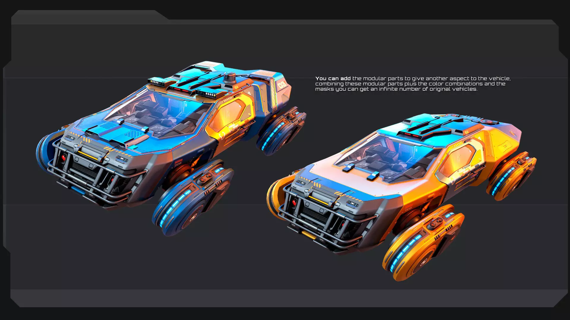 CYBERPUNK - Modular Flying Car Low-poly 3D model_9