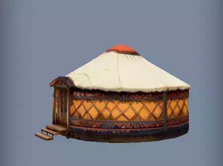 3d model of Traditional round yurt structure