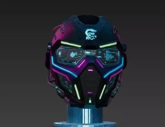 Cyberpunk Helmet 3D Model - Sci-Fi and Futuristic Prop 3D model