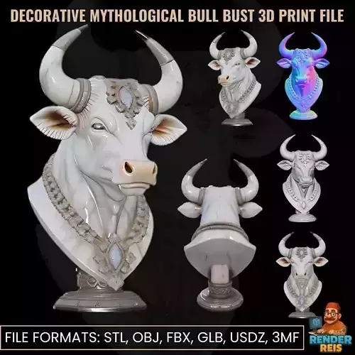 Decorative Mythological Bull Bust 3D Print File