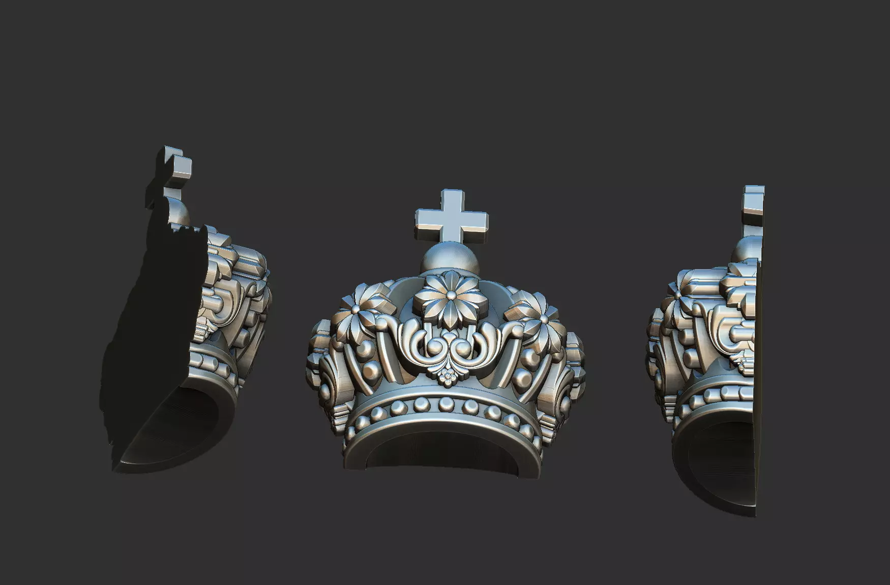 Crown Full 3d and Crown relief - 2 files 3D print model_6