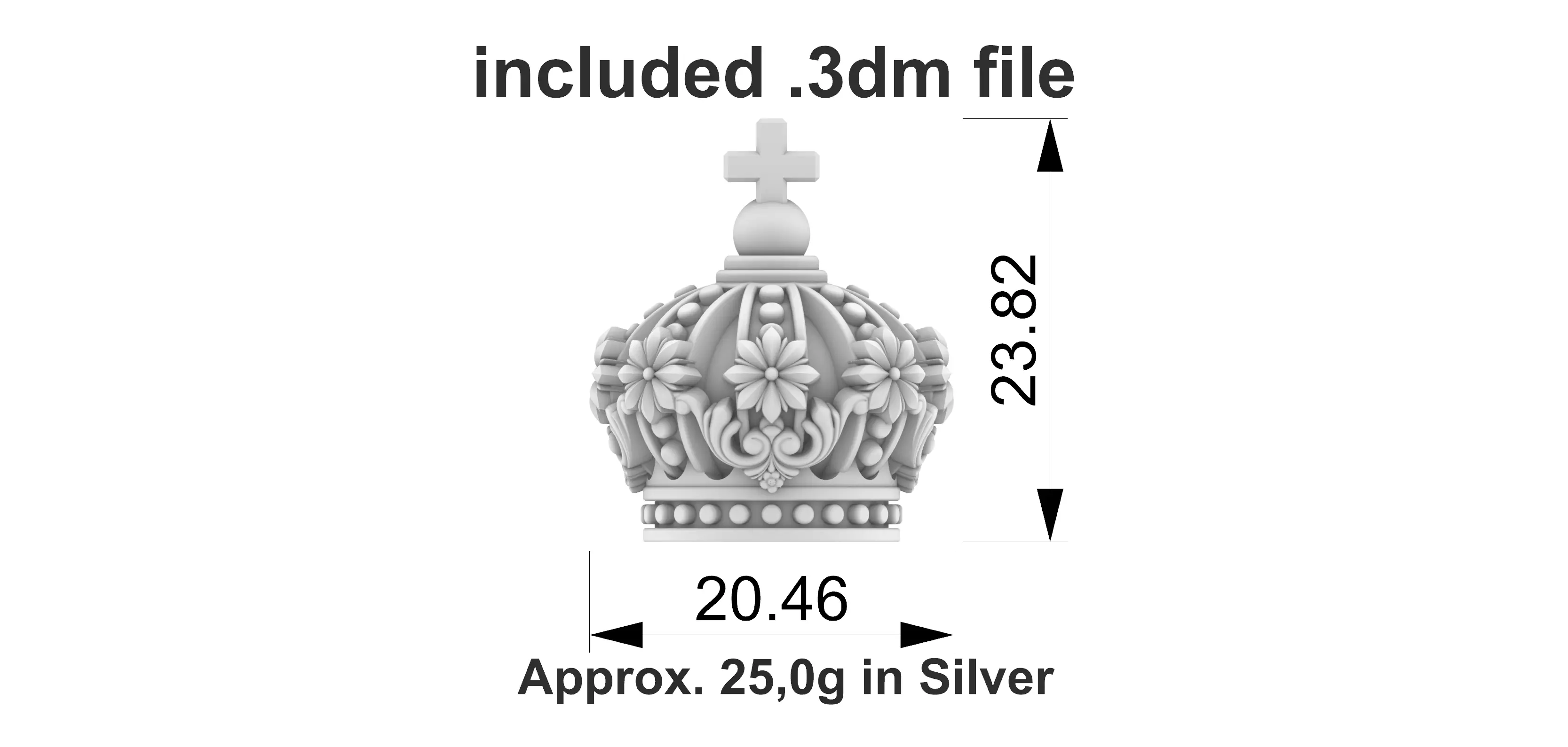 Crown Full 3d and Crown relief - 2 files 3D print model_4