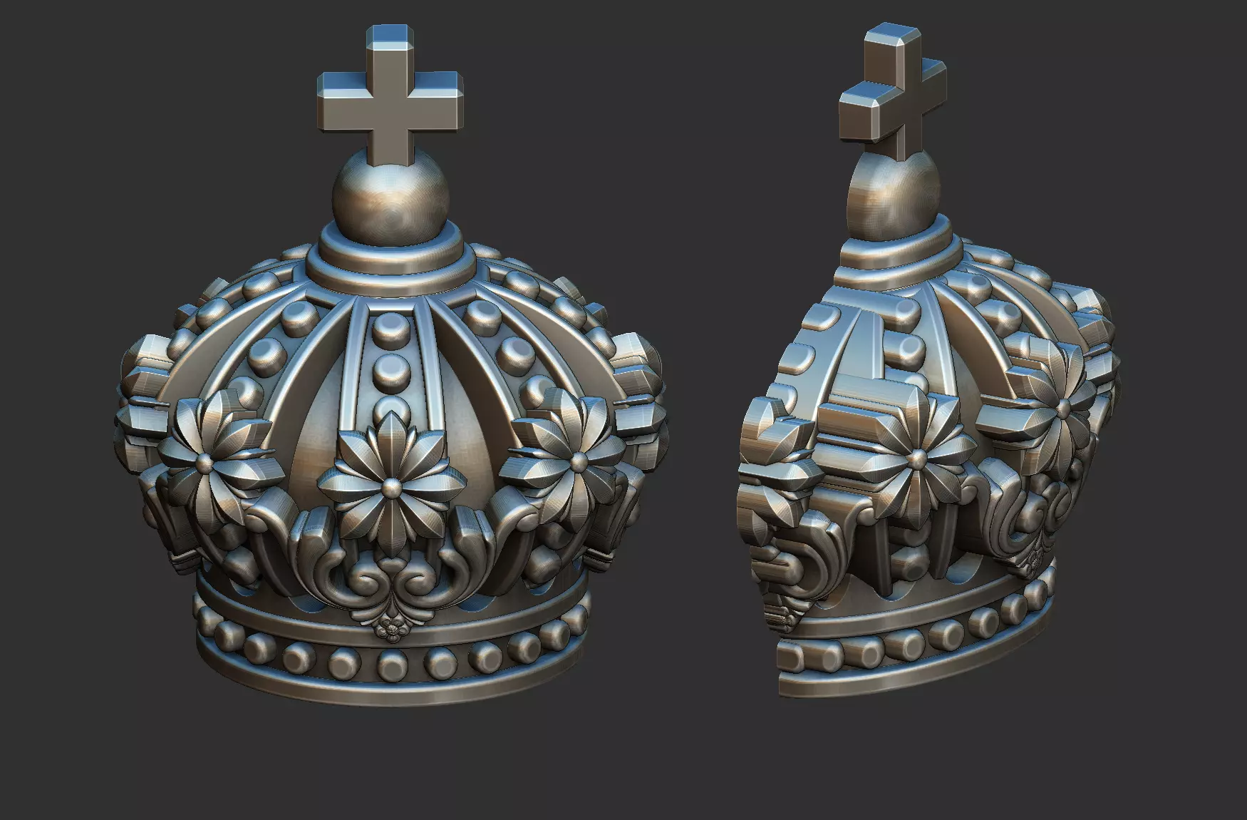 Crown Full 3d and Crown relief - 2 files 3D print model_0