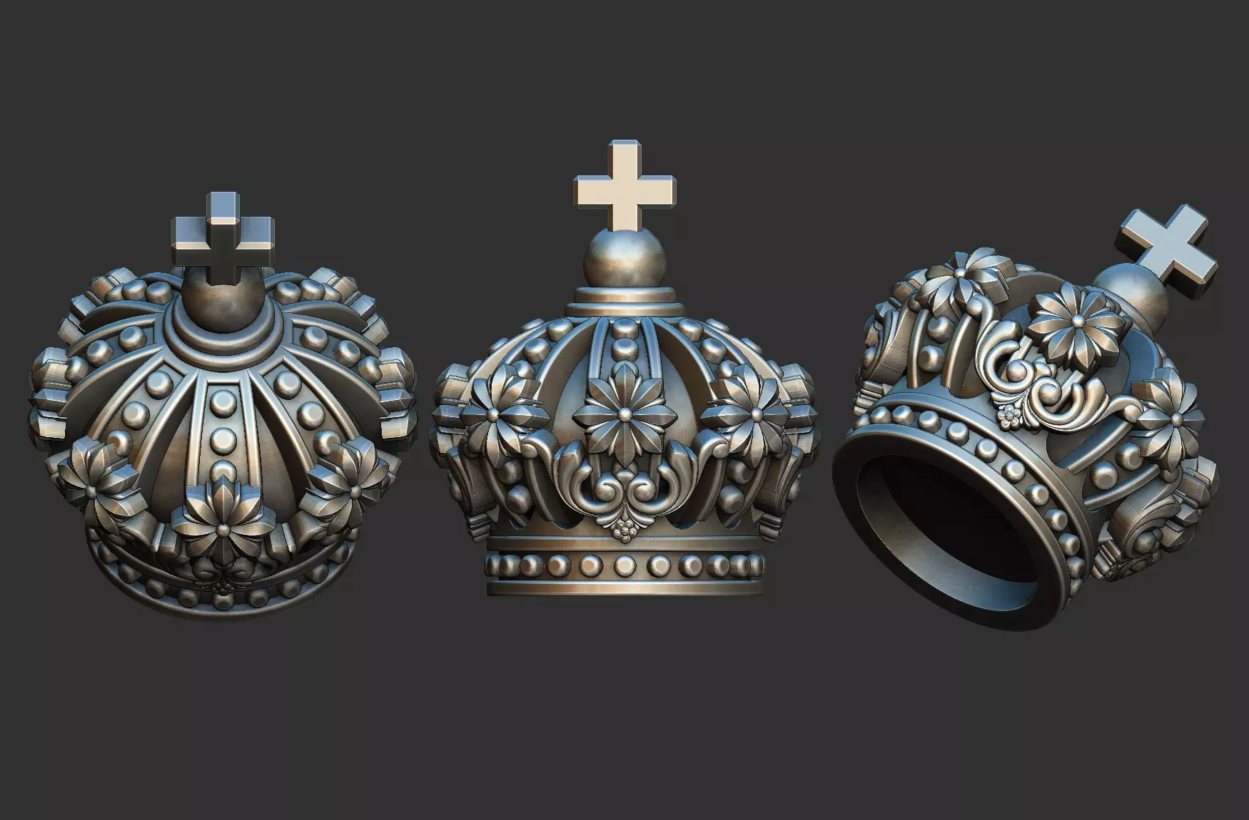Crown Full 3d and Crown relief - 2 files 3D print model_3