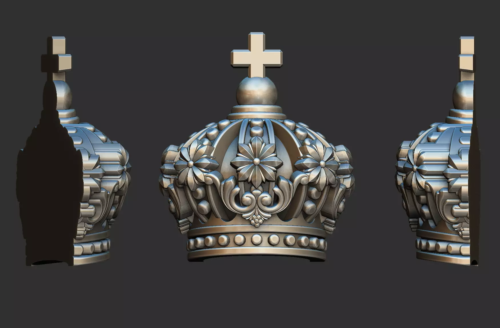 Crown Full 3d and Crown relief - 2 files 3D print model_2