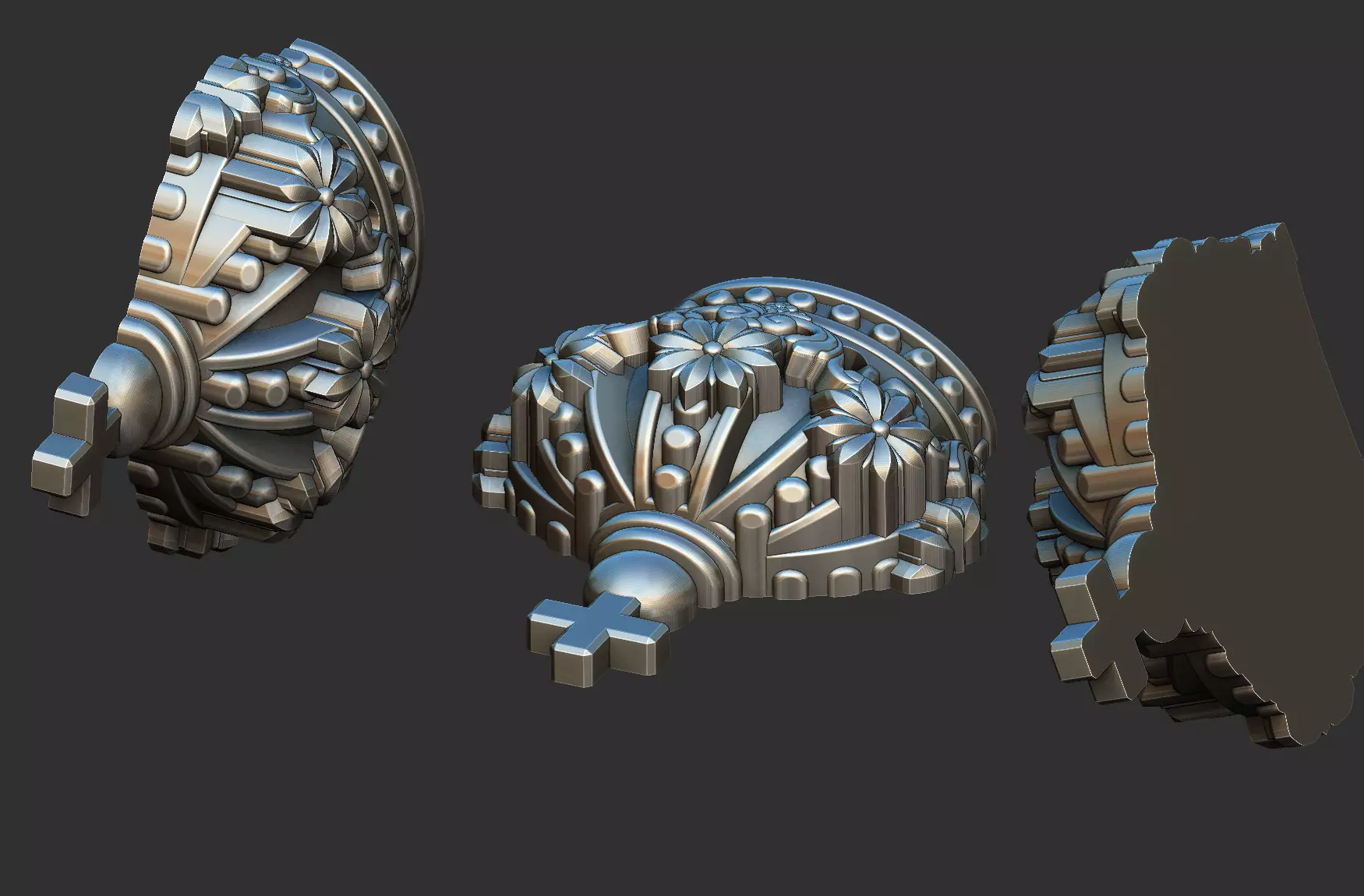 Crown Full 3d and Crown relief - 2 files 3D print model_7