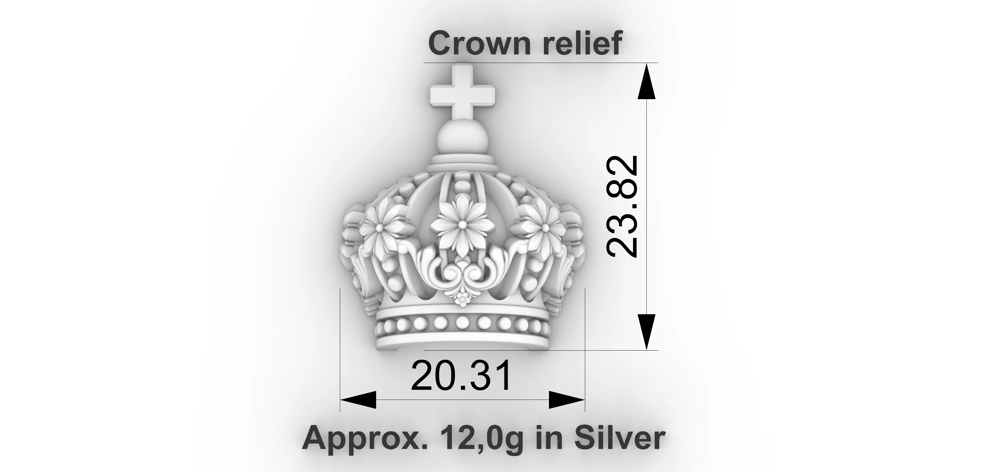 Crown Full 3d and Crown relief - 2 files 3D print model_5