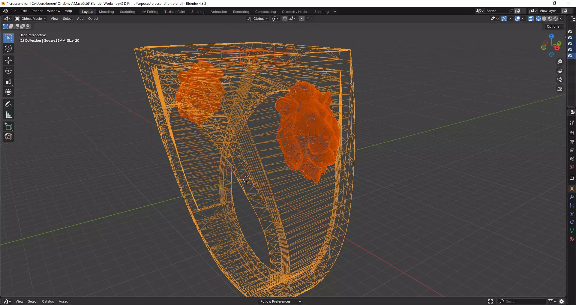 Cross and Lion - 3d Print Ready Men Ring 3D print model_6
