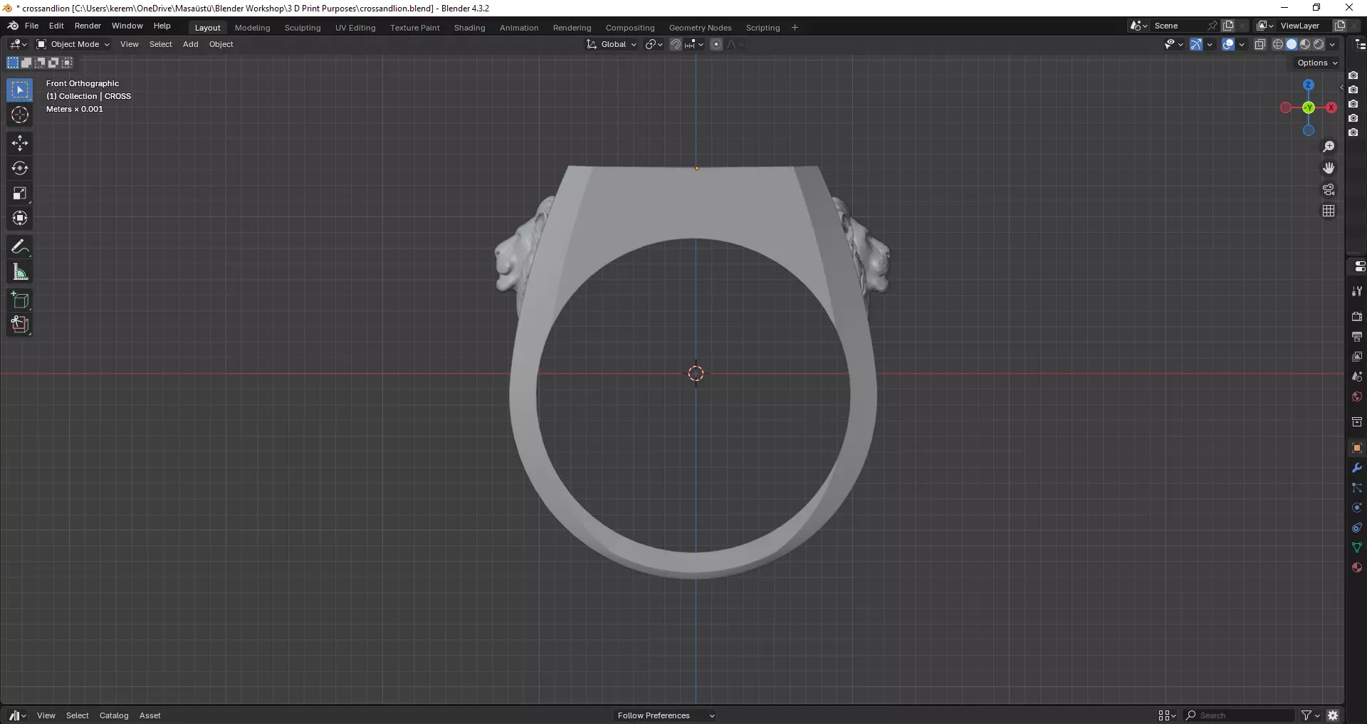 Cross and Lion - 3d Print Ready Men Ring 3D print model_9