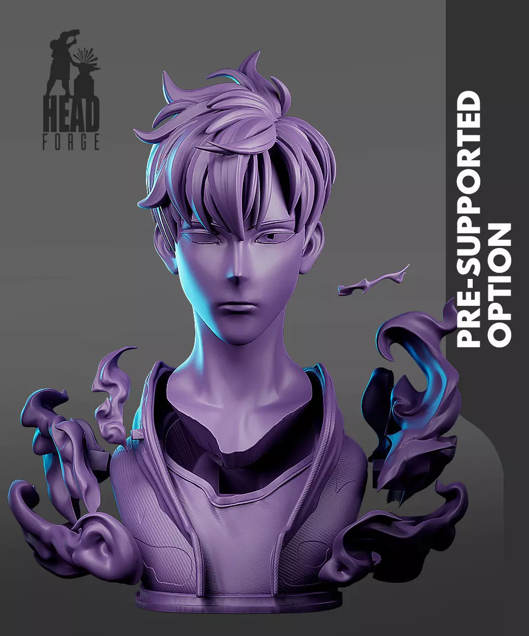 Sung Jin Woo Bust Solo Leveling 3D Printable Model 3D print model_4