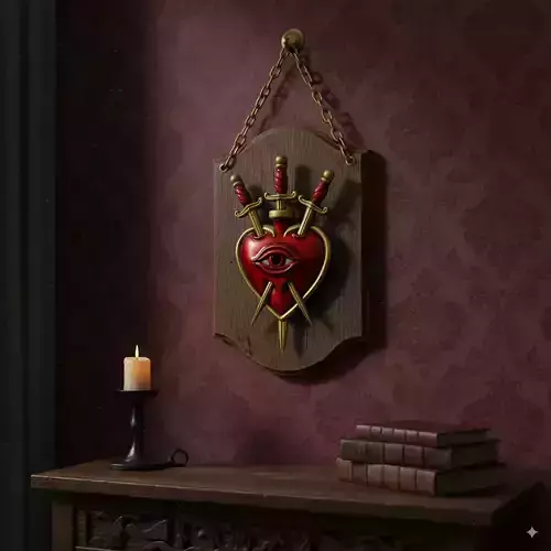 sacred heart  three of swords  gothic wall decor ornament