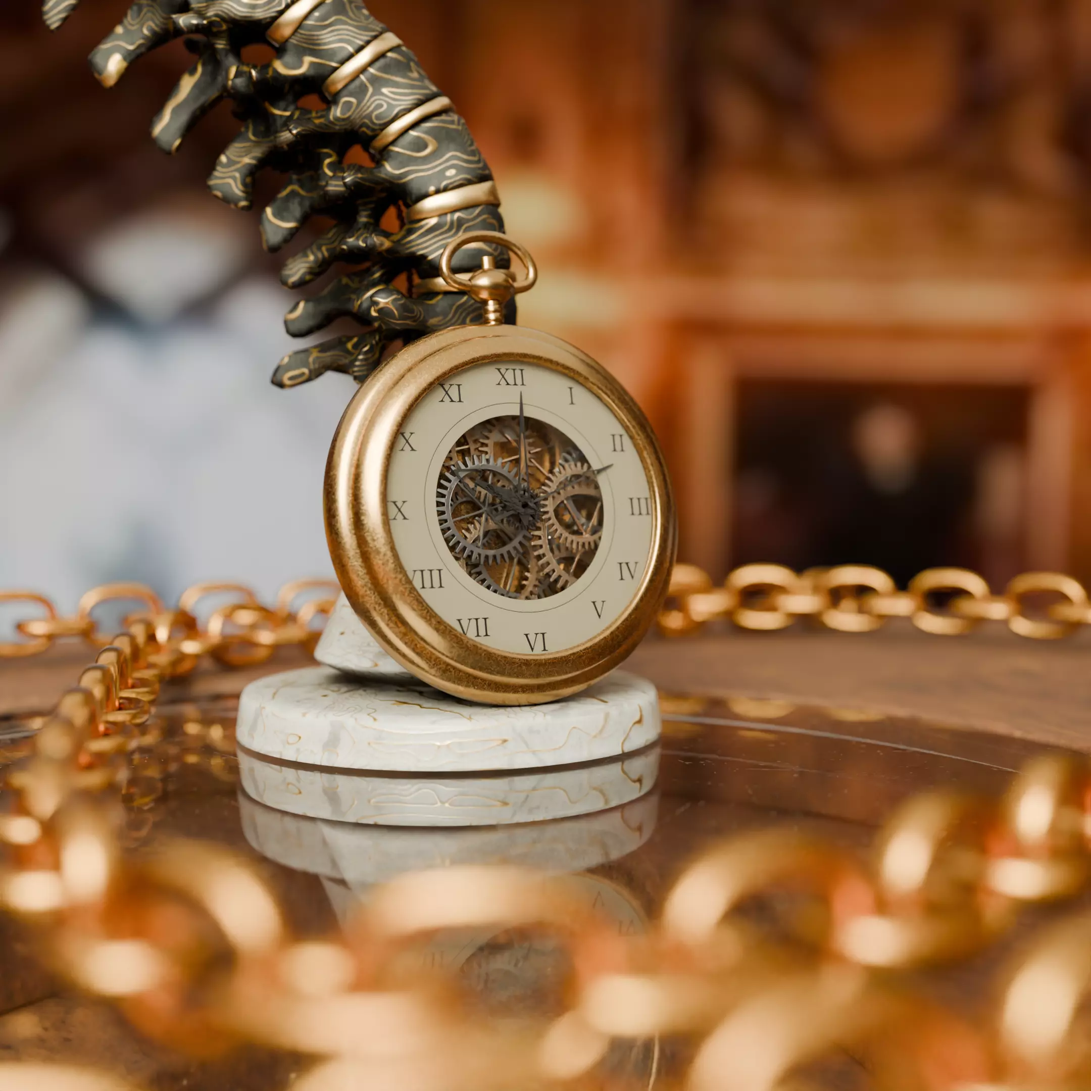 Vintage Steampunk Pocket Watch low-Poly Low-poly 3D model