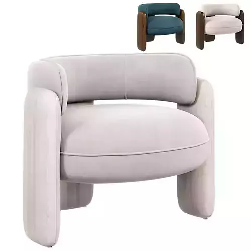Luxe Arc Chair  Modern Wood Fabric  Armchair