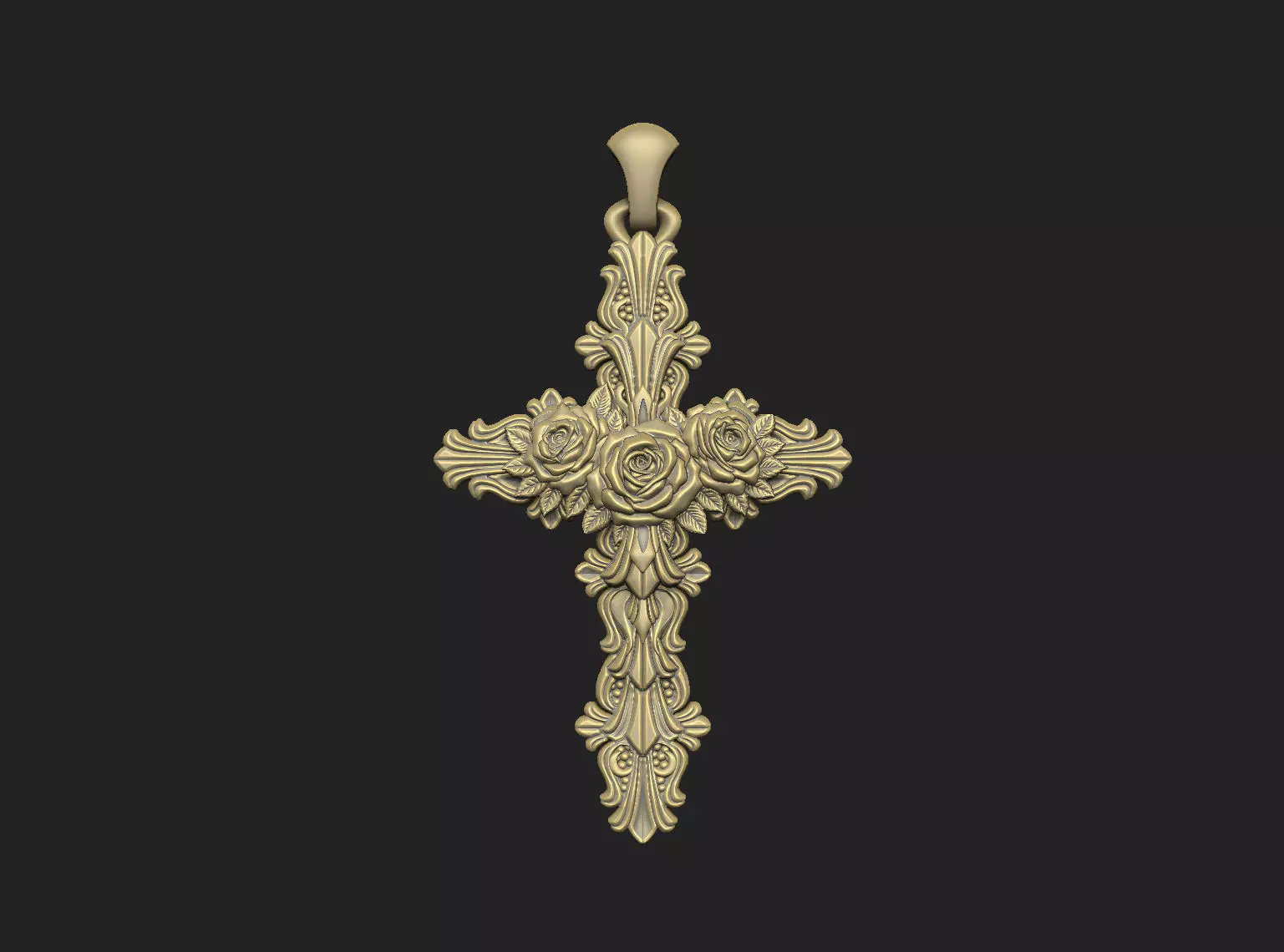 Cross royal floral church religious rood Inri god Jesus 3D print model