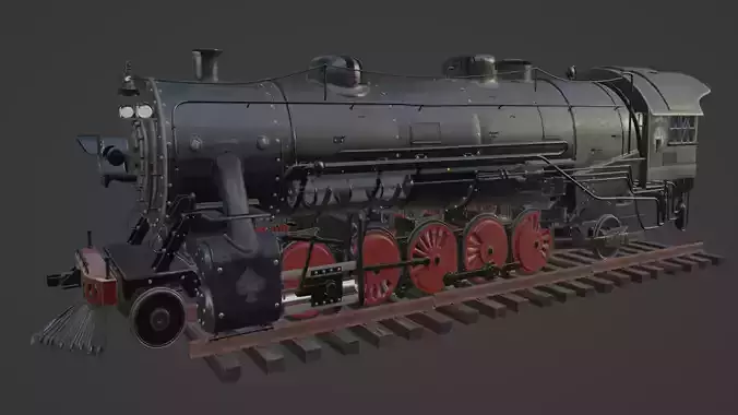 Steam Locomotive Old Train Low Poly 3D Model