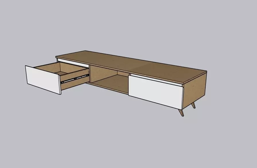 Modern TV Stand Scandinavian Low Cabinet 3D model