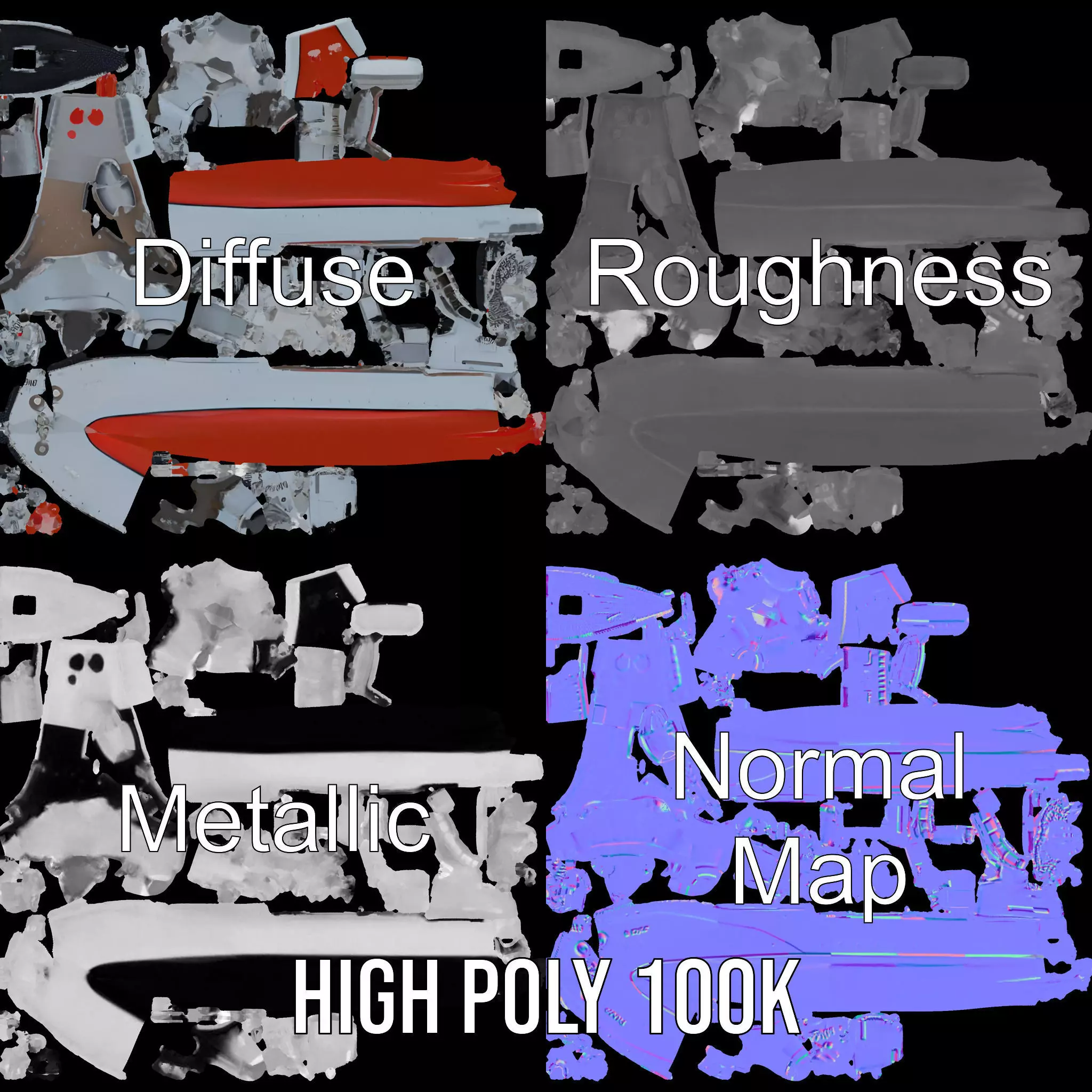 Grey Naval Battleship model pack Low-poly 3D model_4