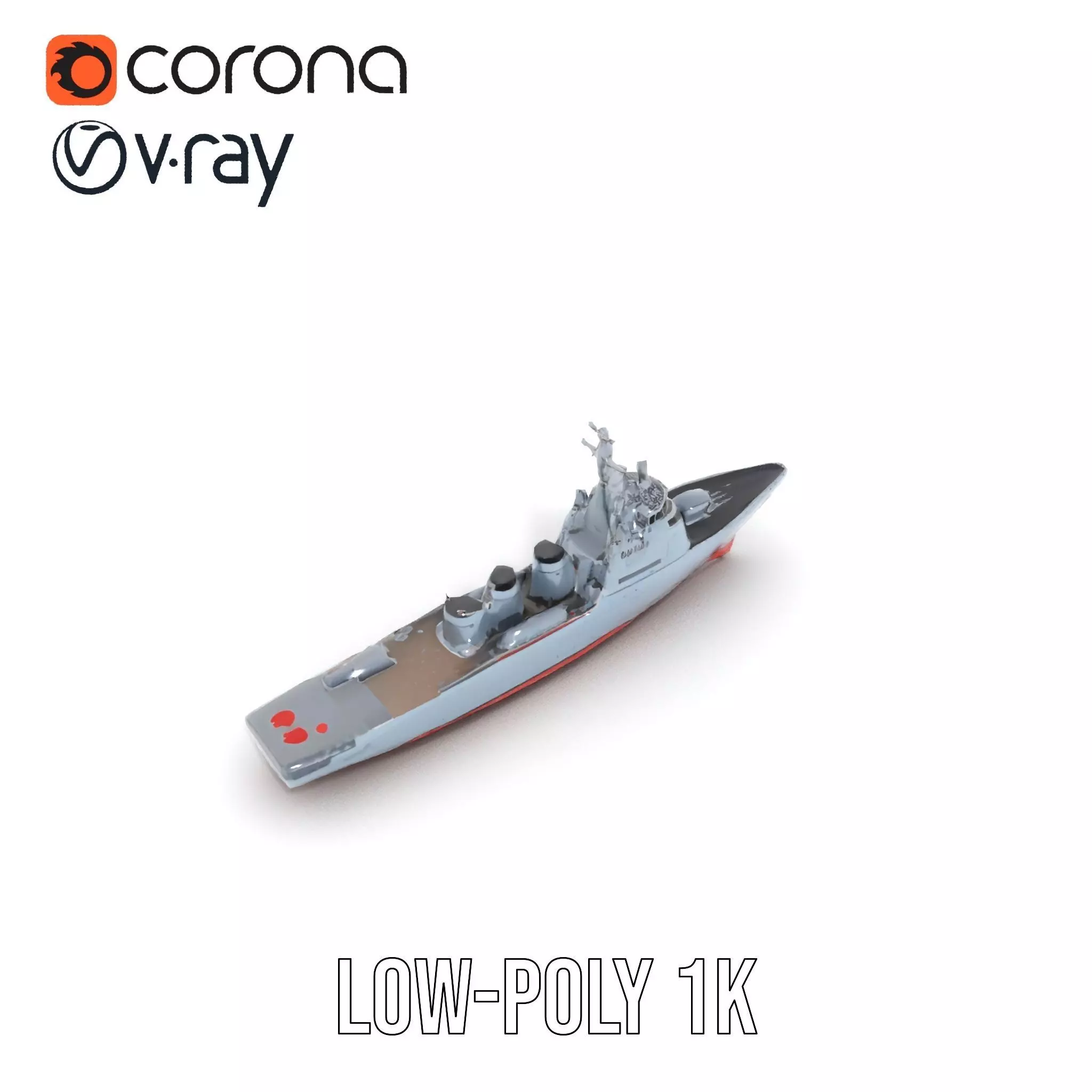 Grey Naval Battleship model pack Low-poly 3D model_17