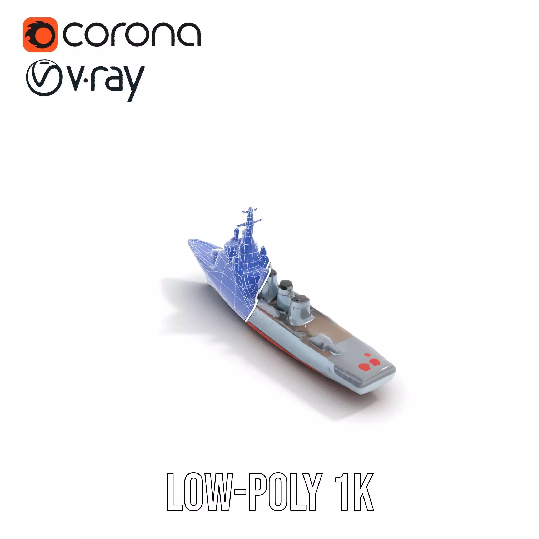 Grey Naval Battleship model pack Low-poly 3D model_15