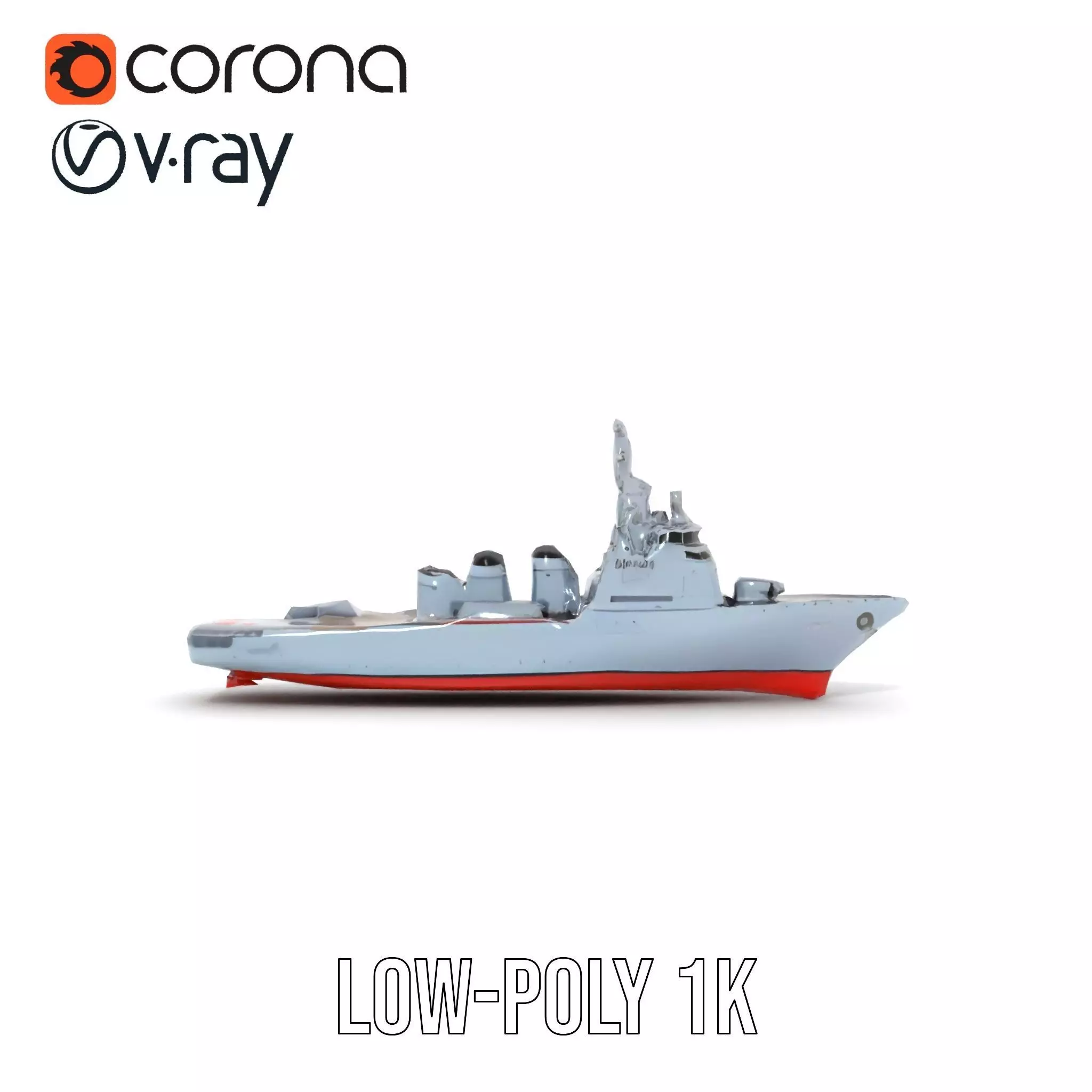 Grey Naval Battleship model pack Low-poly 3D model_8