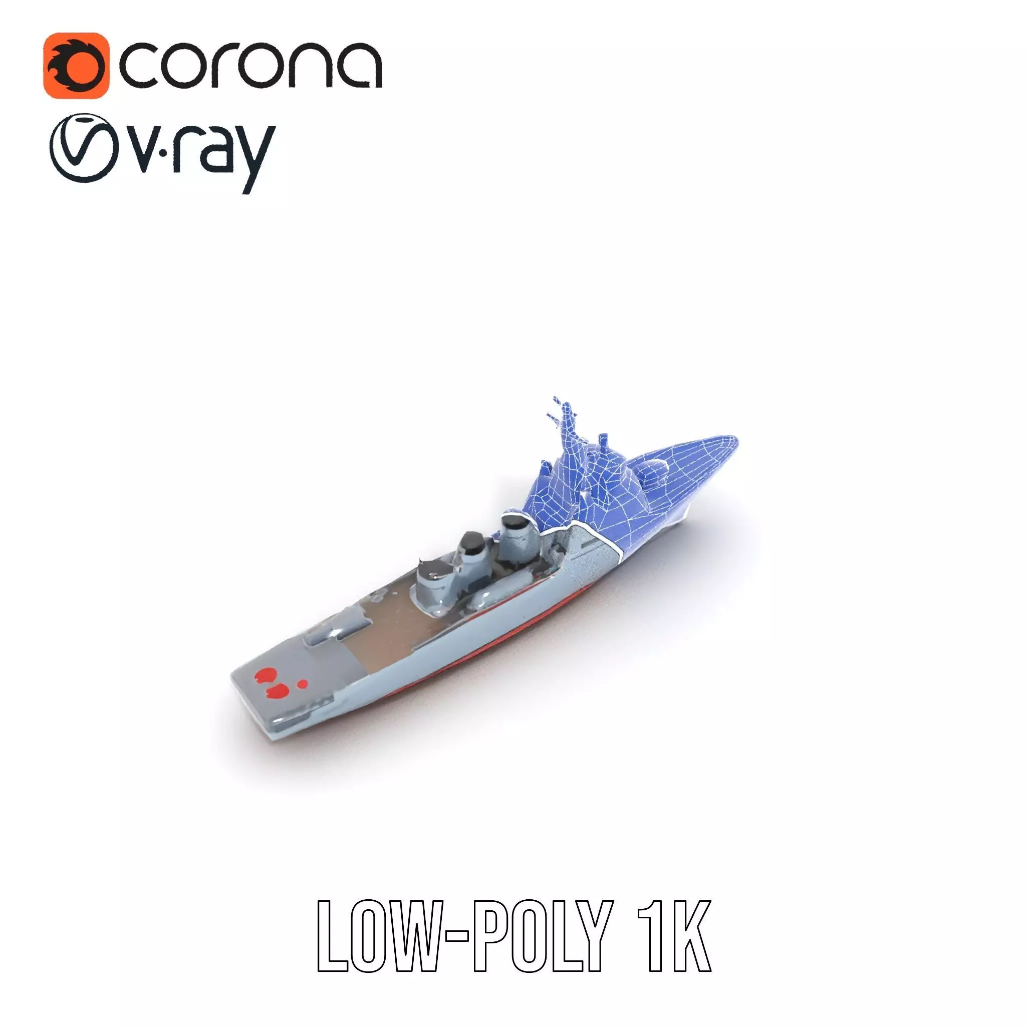 Grey Naval Battleship model pack Low-poly 3D model_20