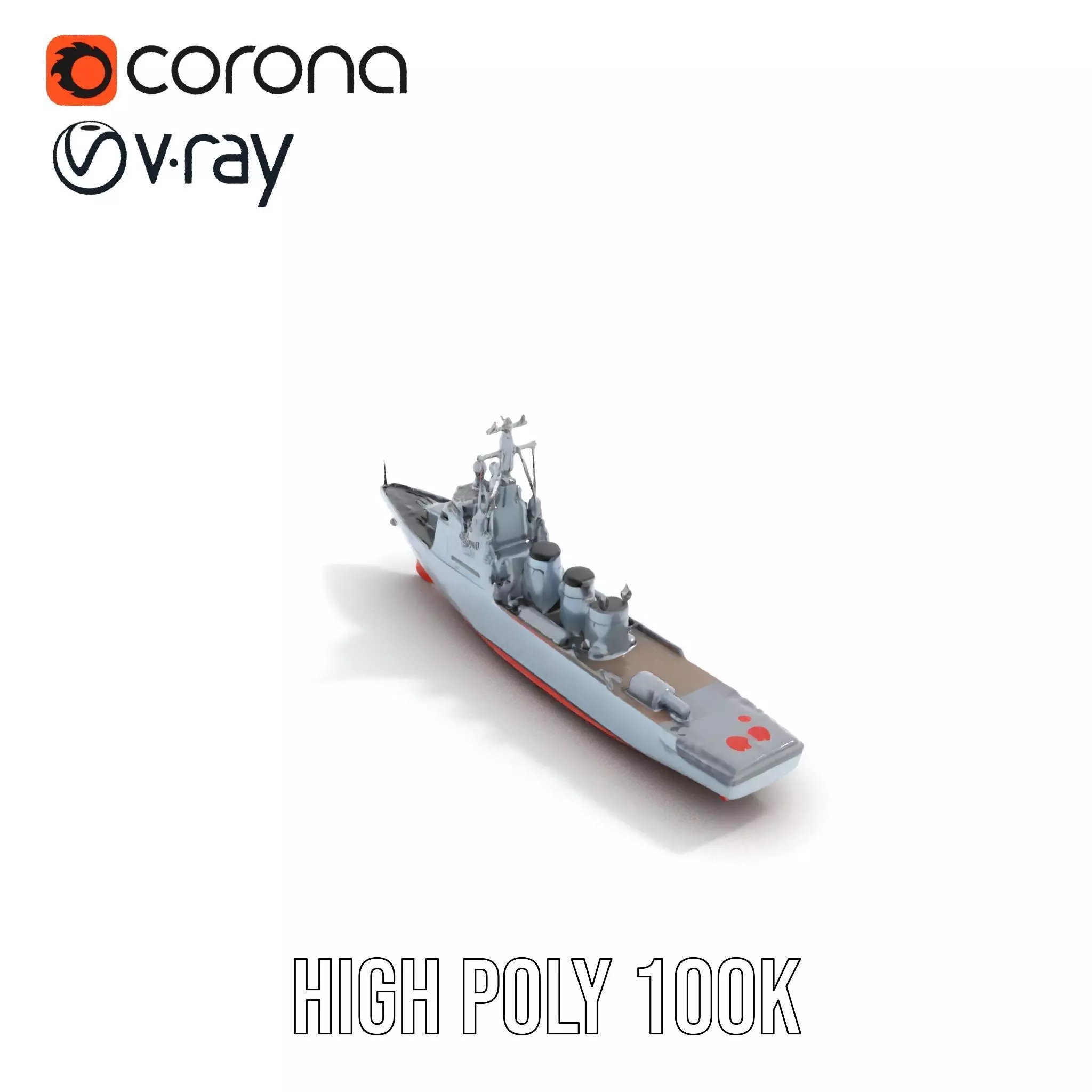 Grey Naval Battleship model pack Low-poly 3D model_24