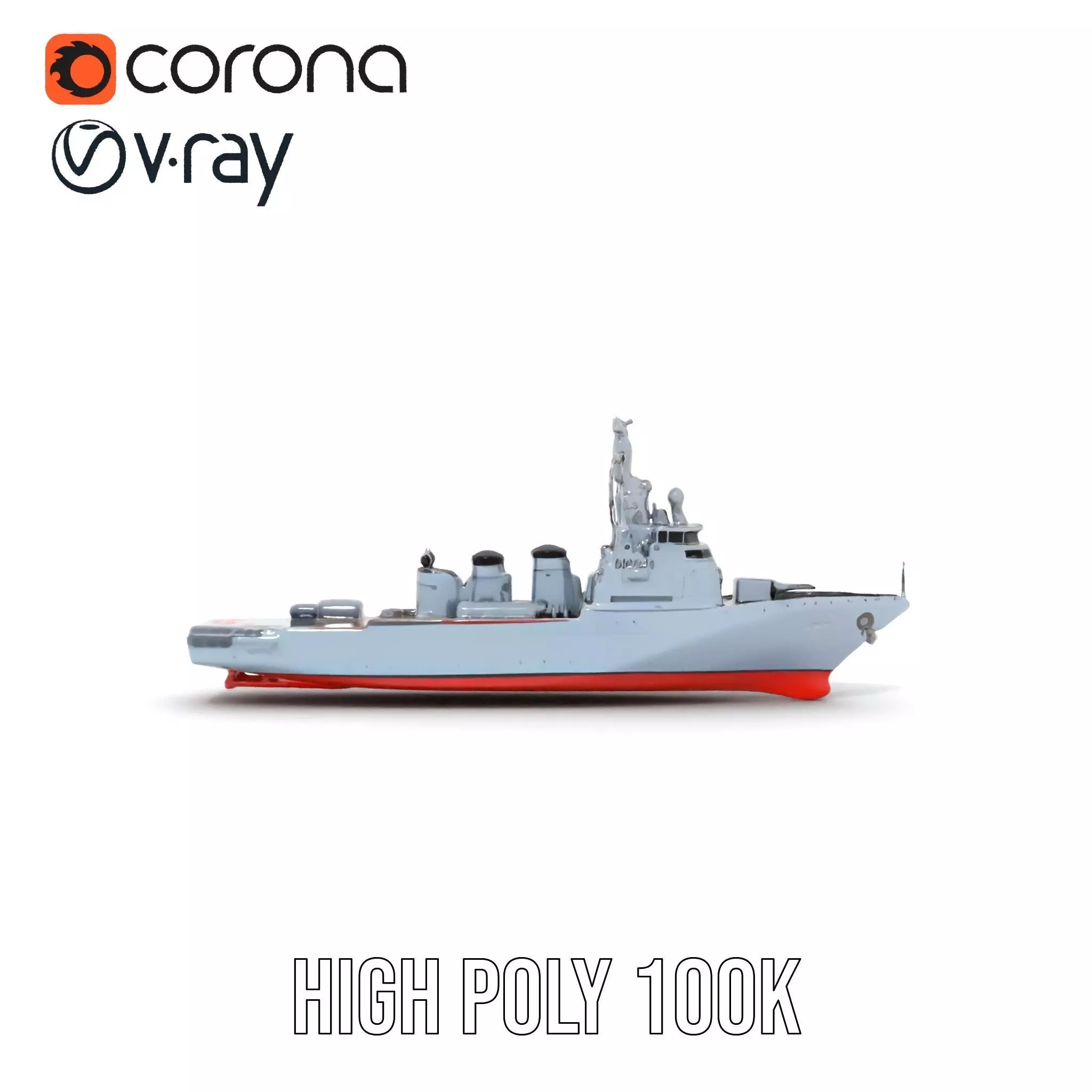 Grey Naval Battleship model pack Low-poly 3D model_34