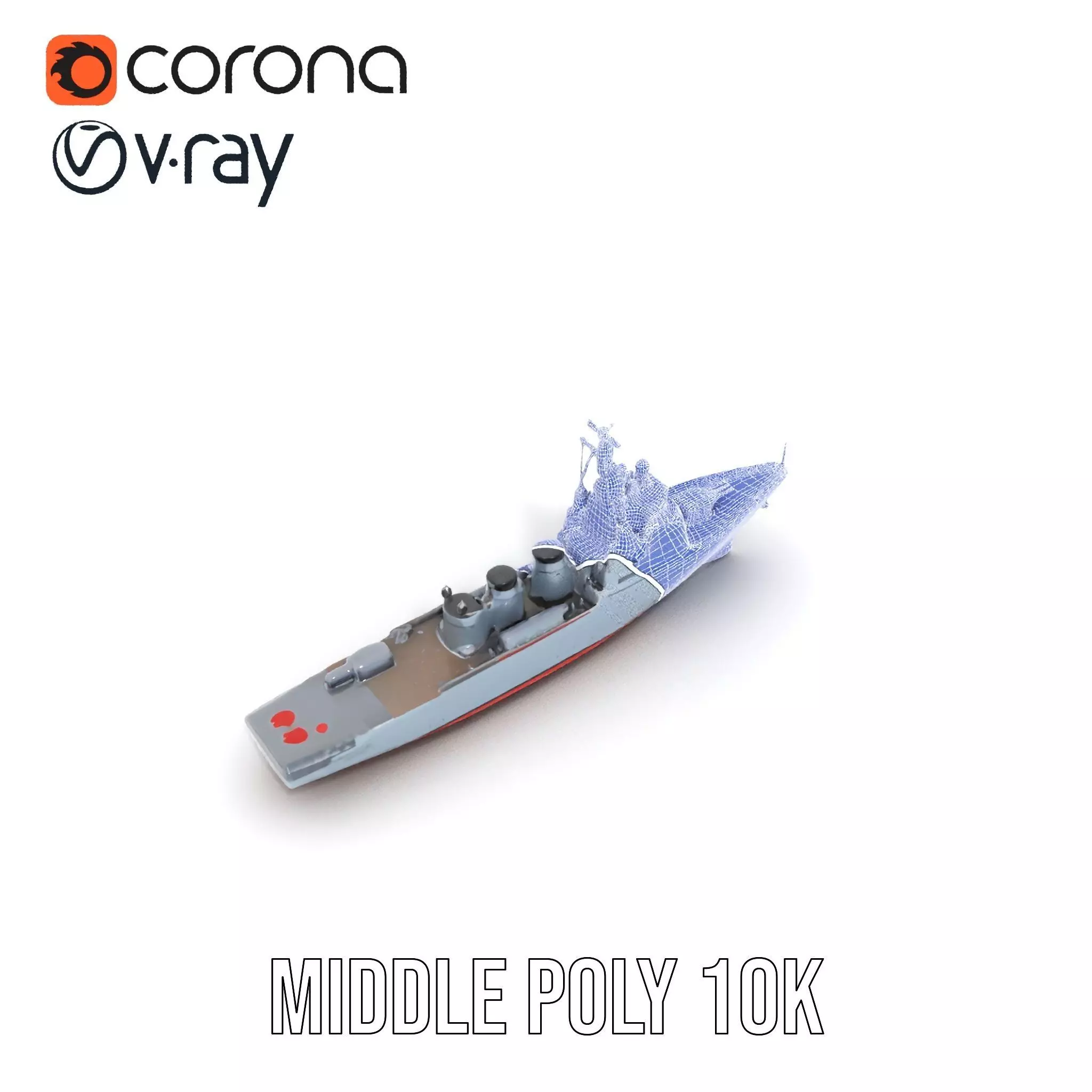Grey Naval Battleship model pack Low-poly 3D model_28