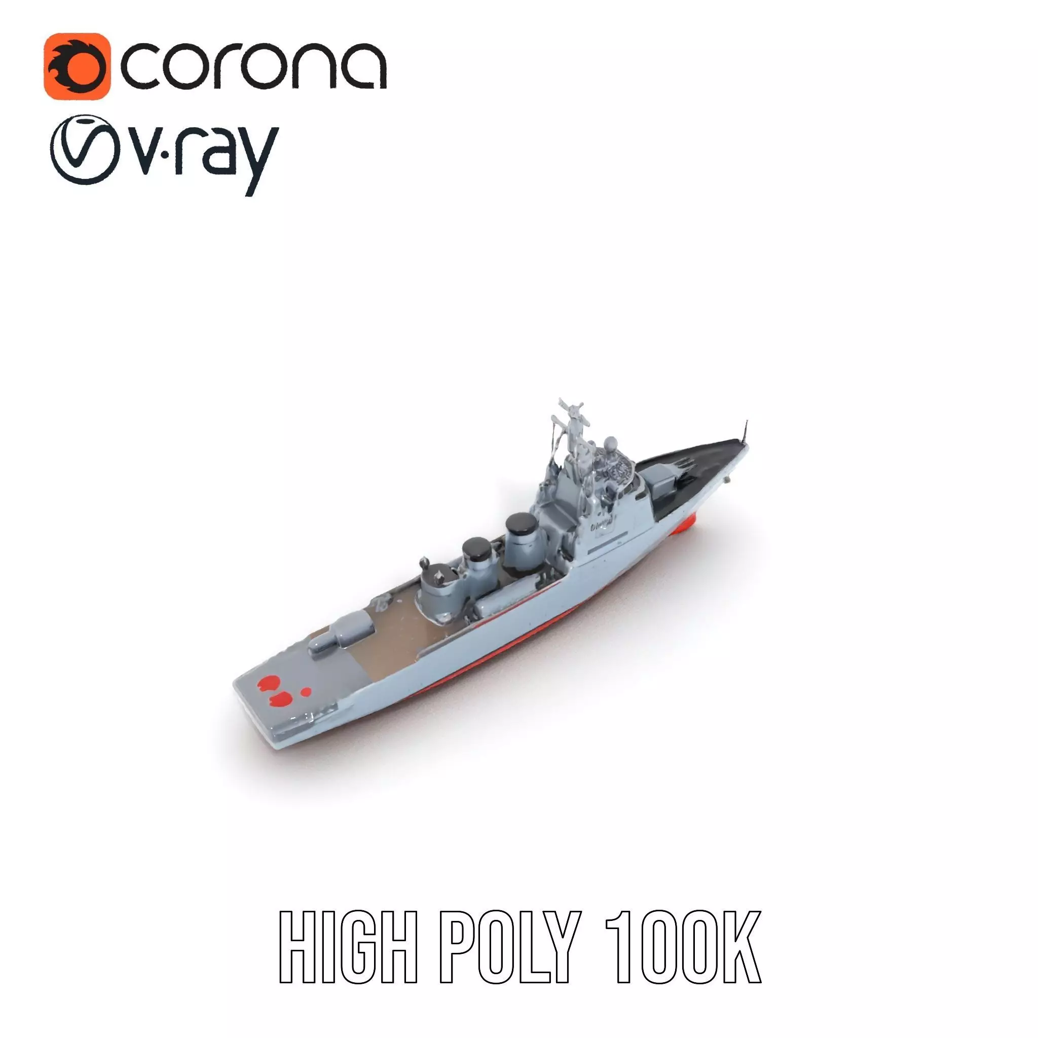 Grey Naval Battleship model pack Low-poly 3D model_30