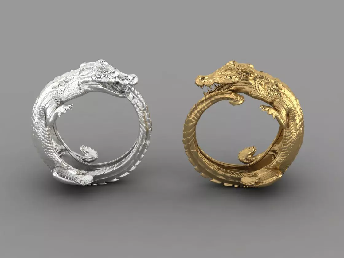 Detailed crocodile ring 3D model piece of jewelry 3D print model