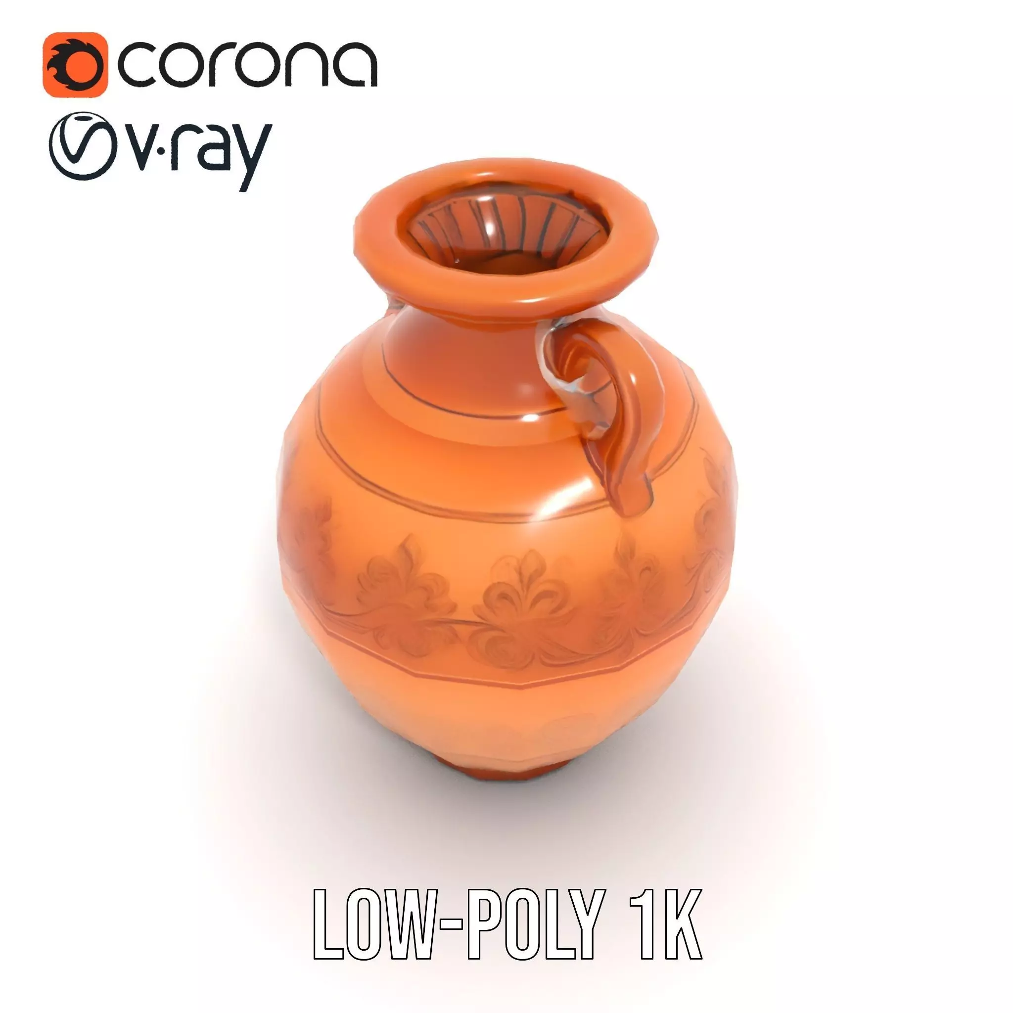 Elegant Terracotta Vase model pack Low-poly 3D model_20