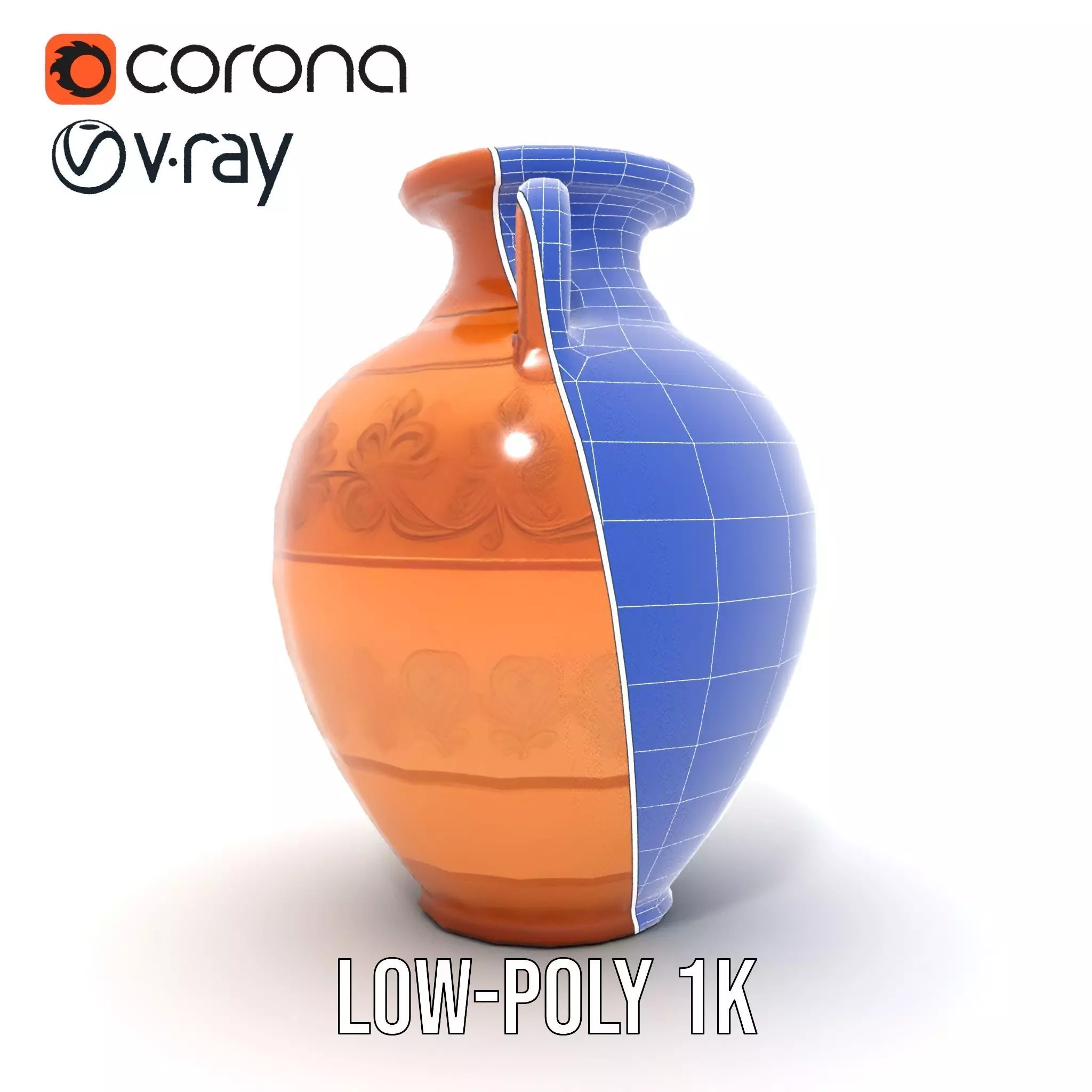Elegant Terracotta Vase model pack Low-poly 3D model_29