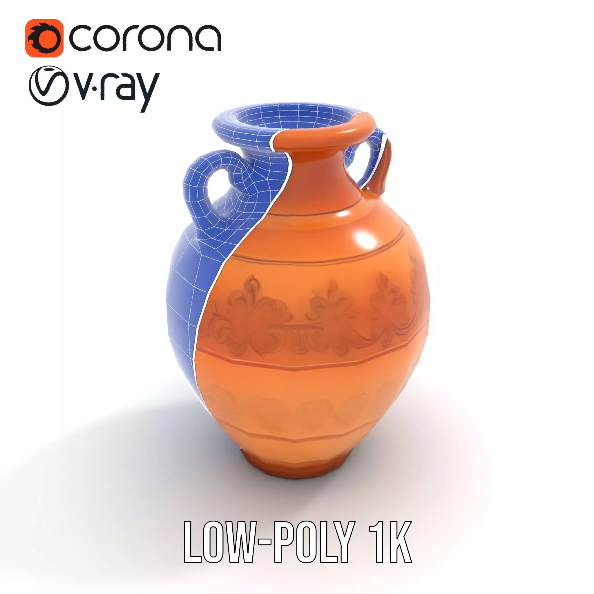 Elegant Terracotta Vase model pack Low-poly 3D model_15