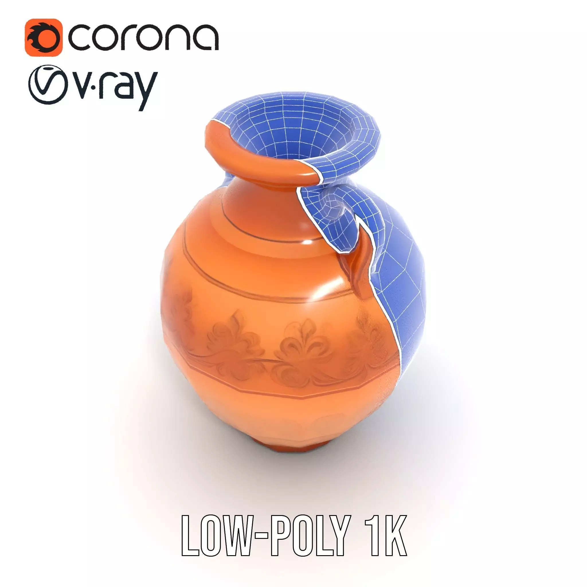Elegant Terracotta Vase model pack Low-poly 3D model_26