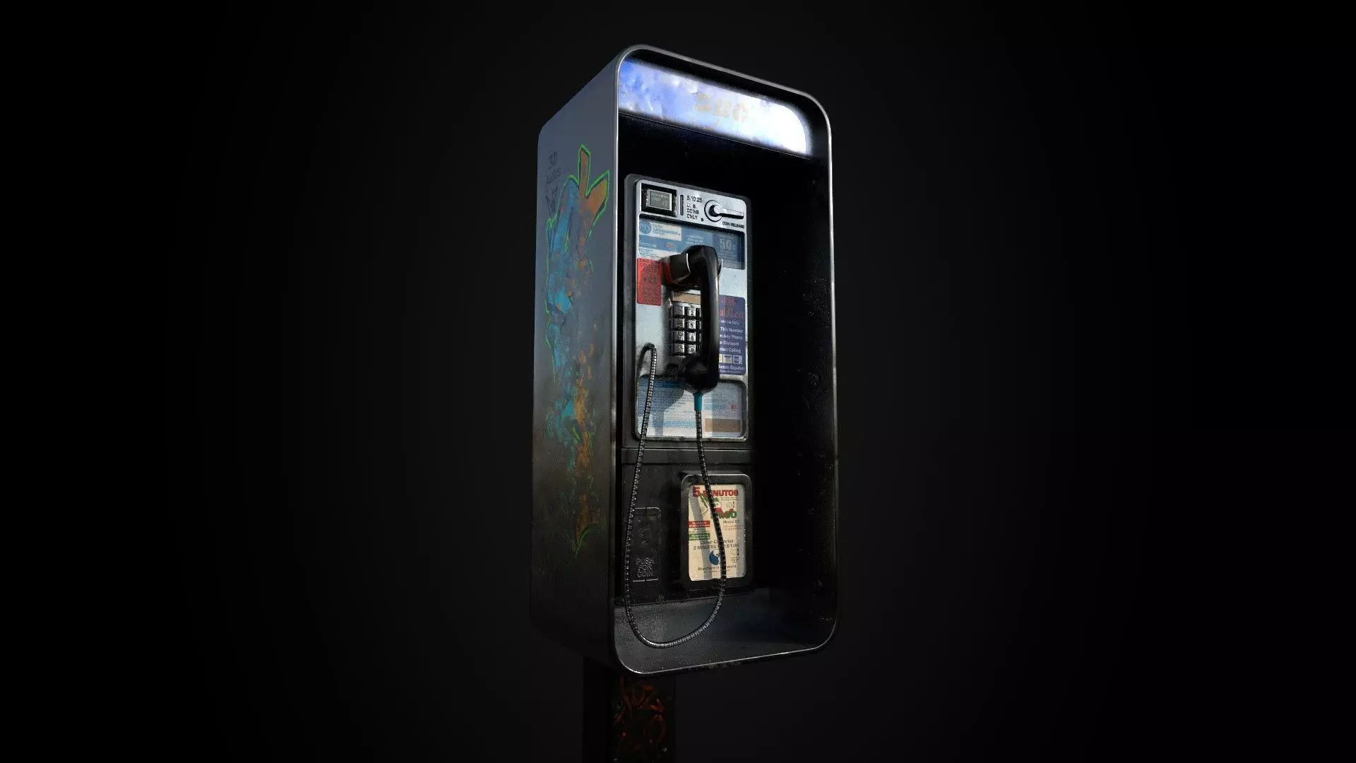 SBC Payphone - Game Ready - Low Poly PBR  Low-poly 3D model_3