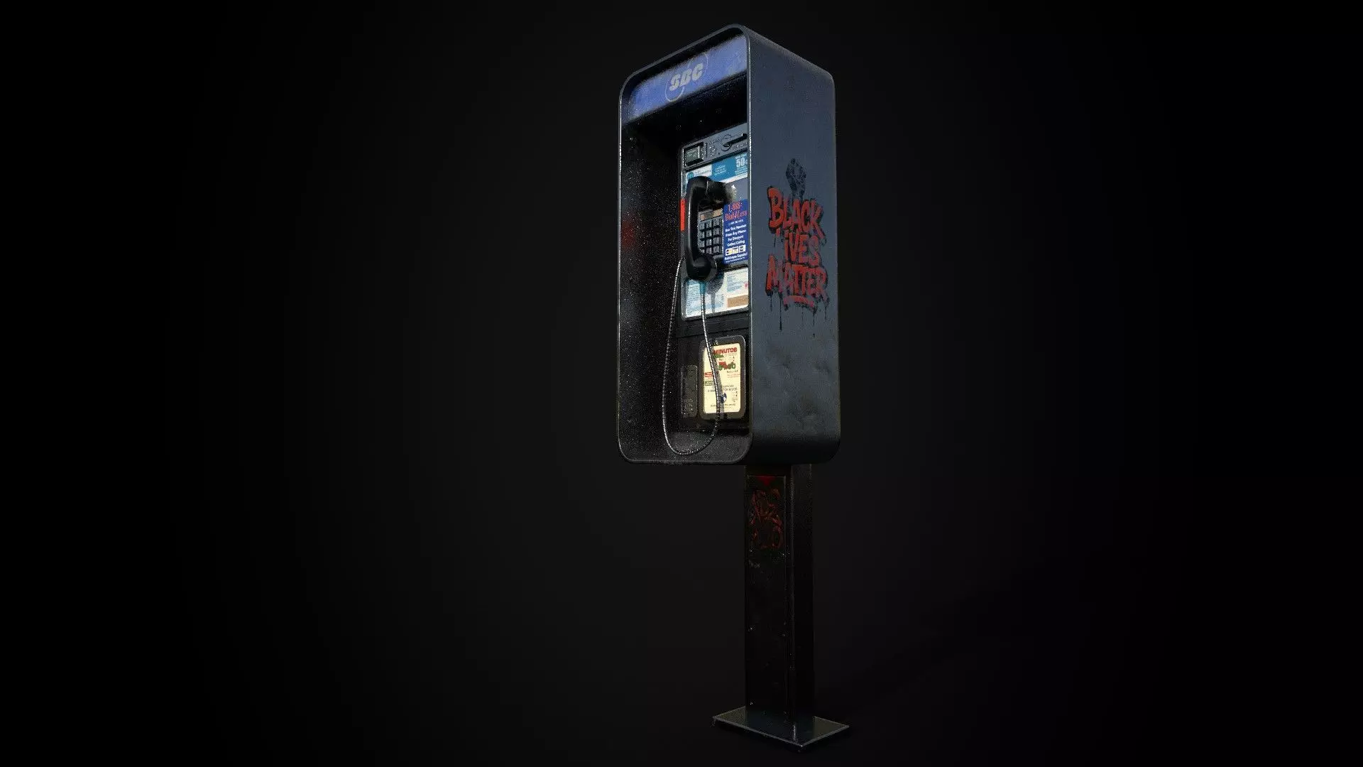 SBC Payphone - Game Ready - Low Poly PBR  Low-poly 3D model_1