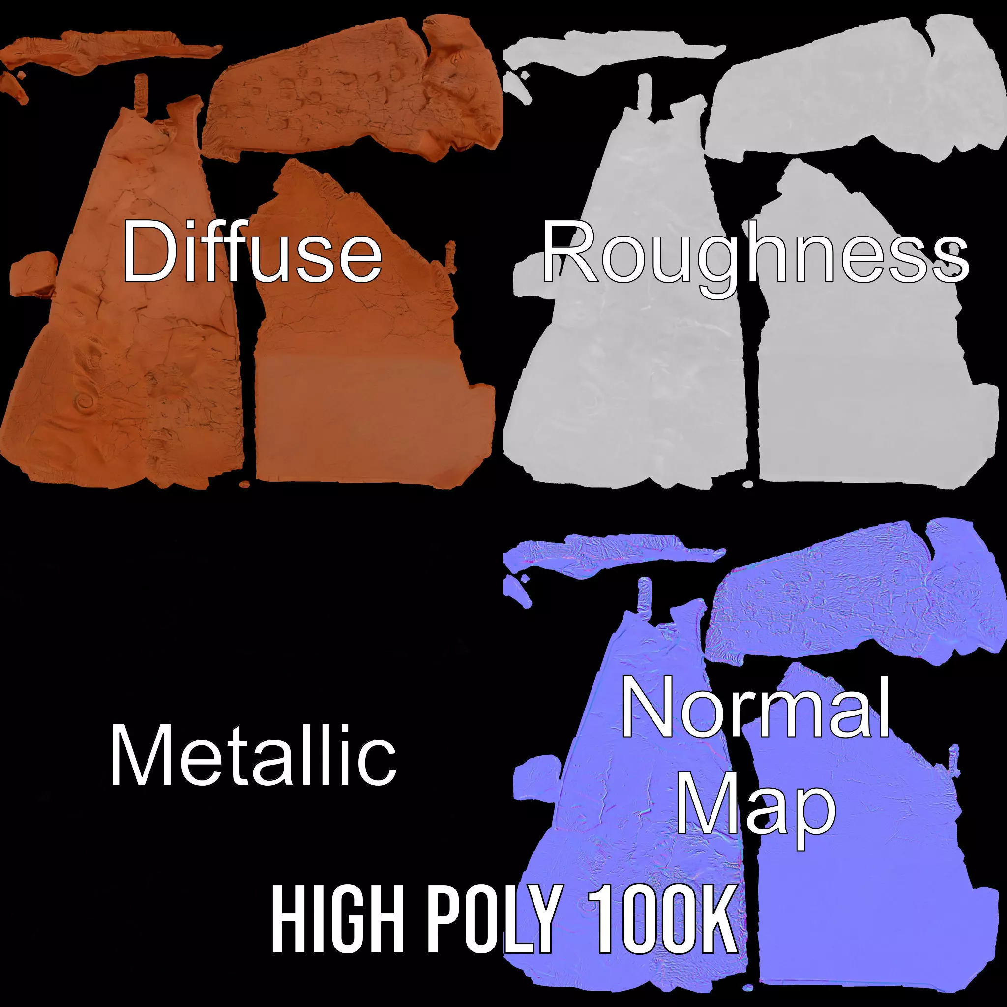 Rustic Clay Boulder model pack Low-poly 3D model_4