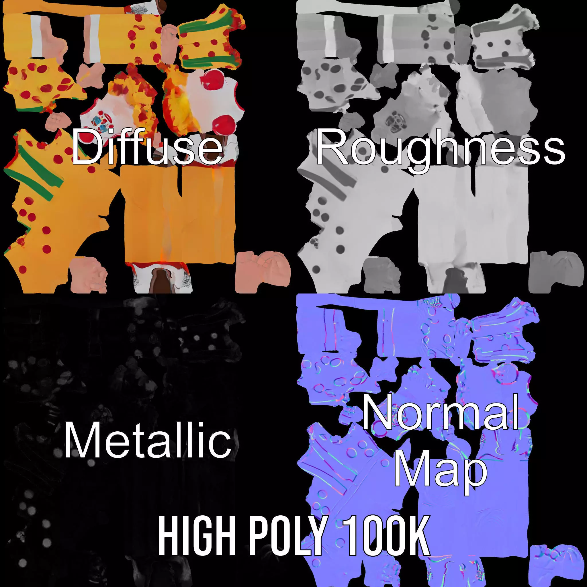 Colorful Juggling Clown model pack Low-poly 3D model_4