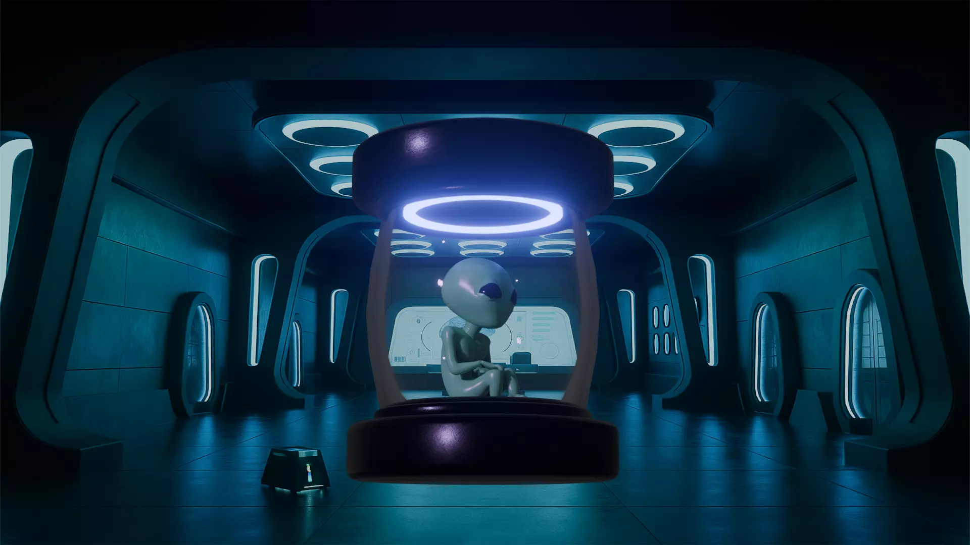 Alien in a Sci-Fi Tube - Low Poly 3D Model Low-poly 3D model_0