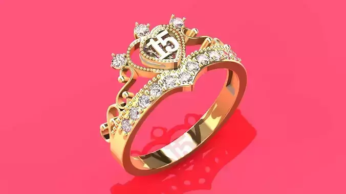 RING CROWN 15 HEART