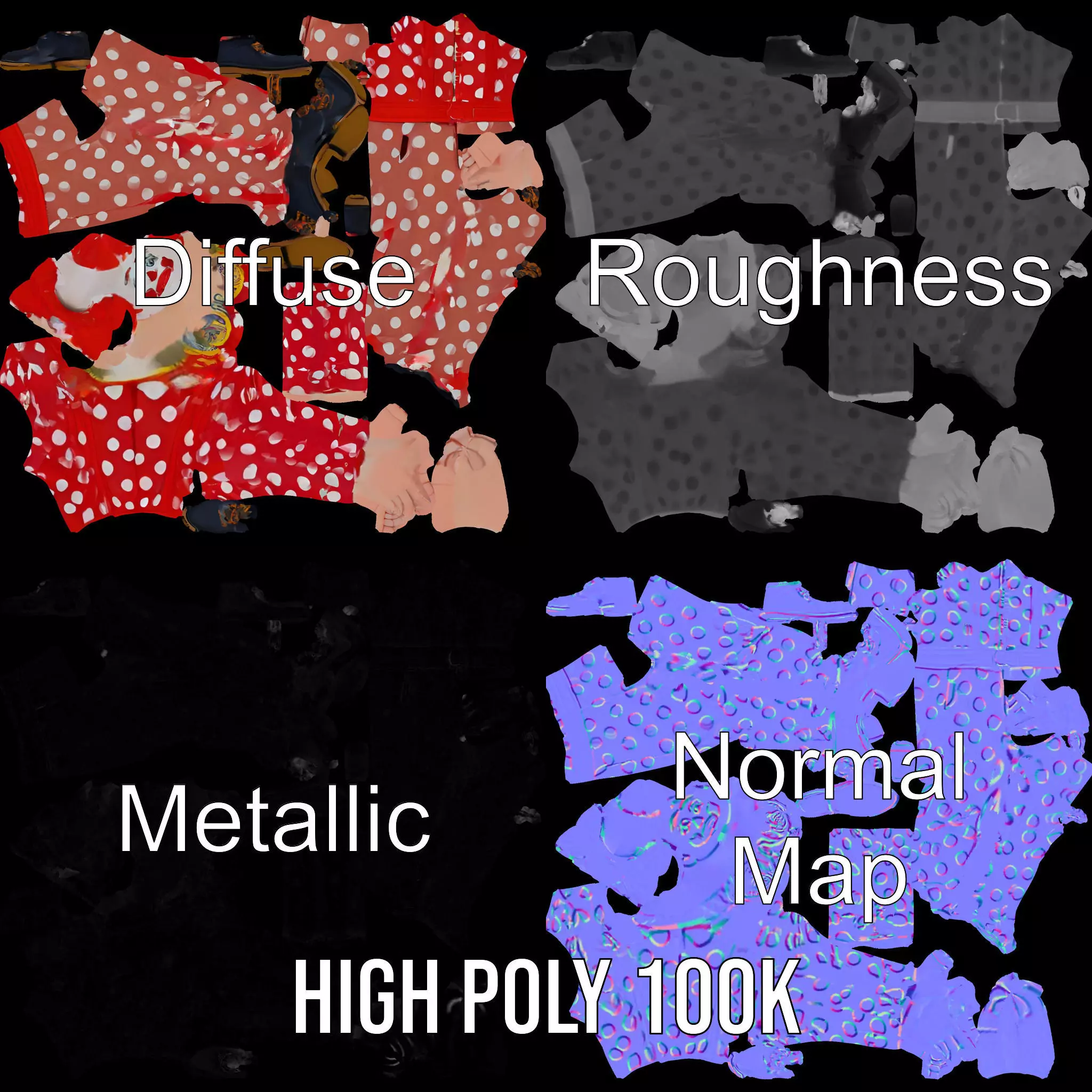 Polka Dot Clown model pack Low-poly 3D model_4