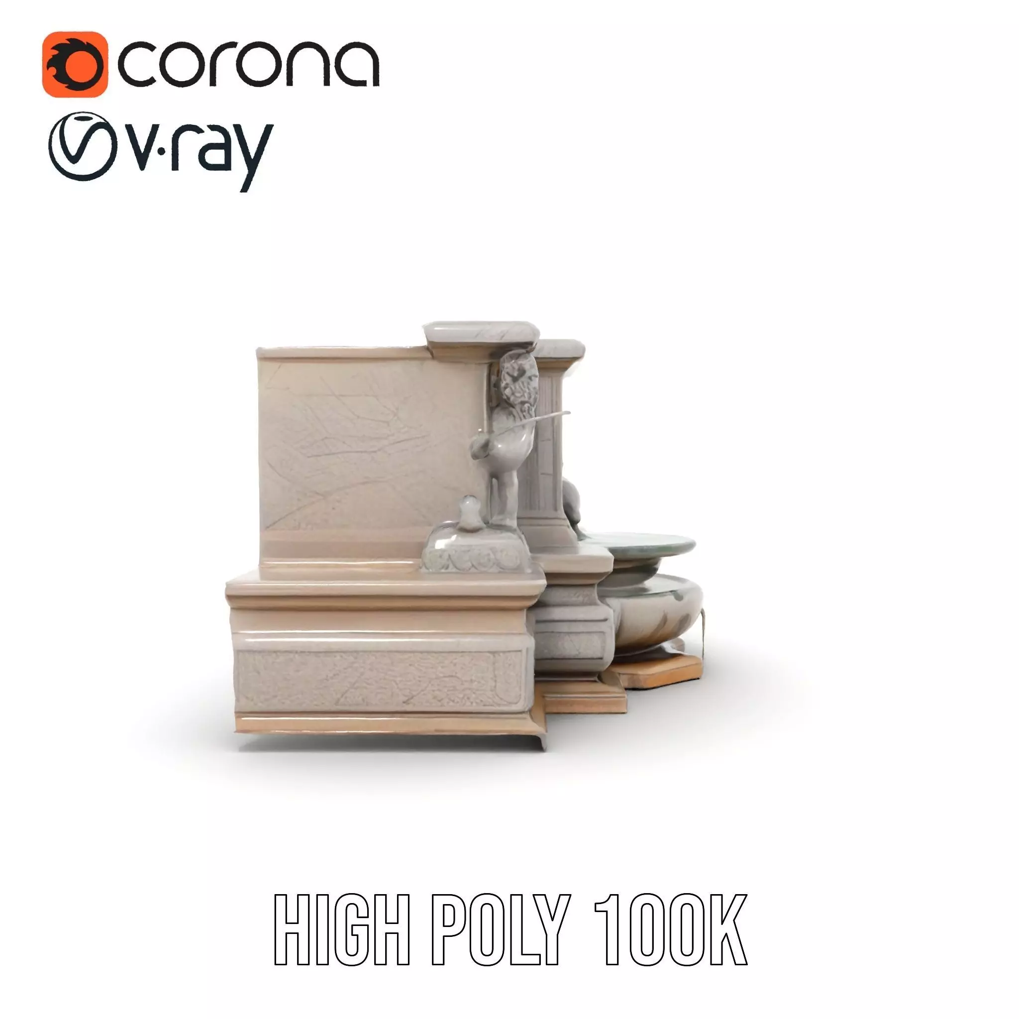 Elegant Stone Fountain model pack Low-poly 3D model_21