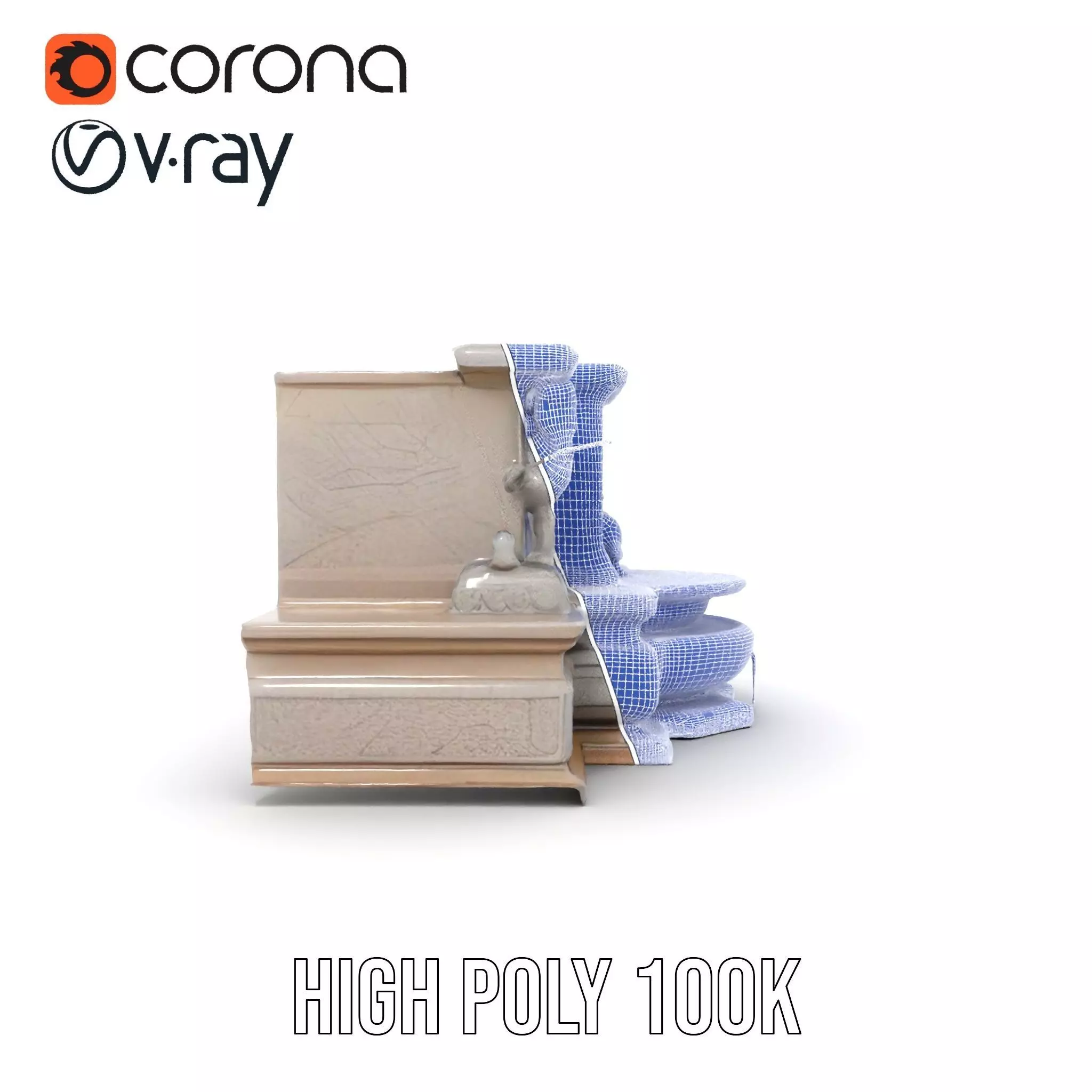 Elegant Stone Fountain model pack Low-poly 3D model_32