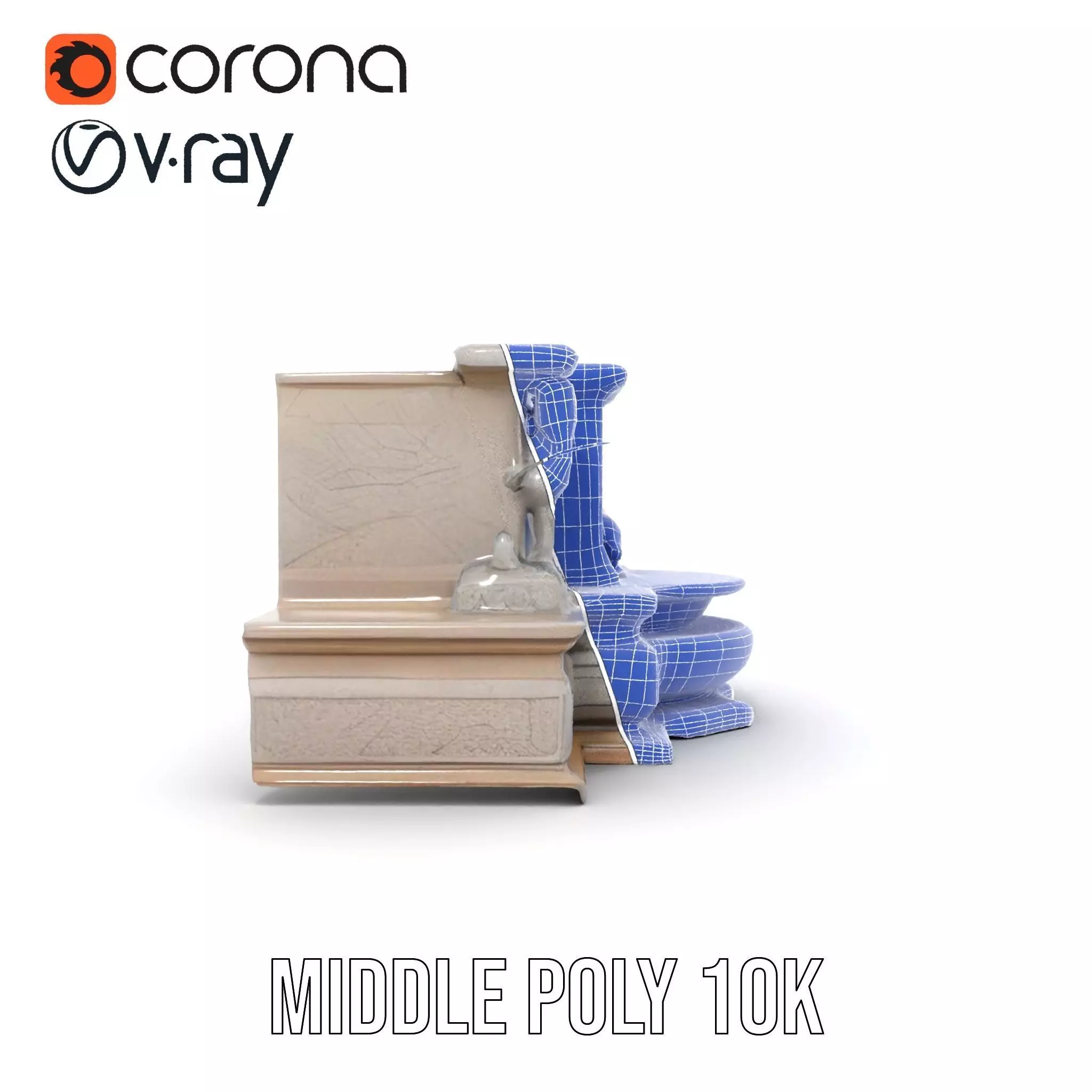 Elegant Stone Fountain model pack Low-poly 3D model_30