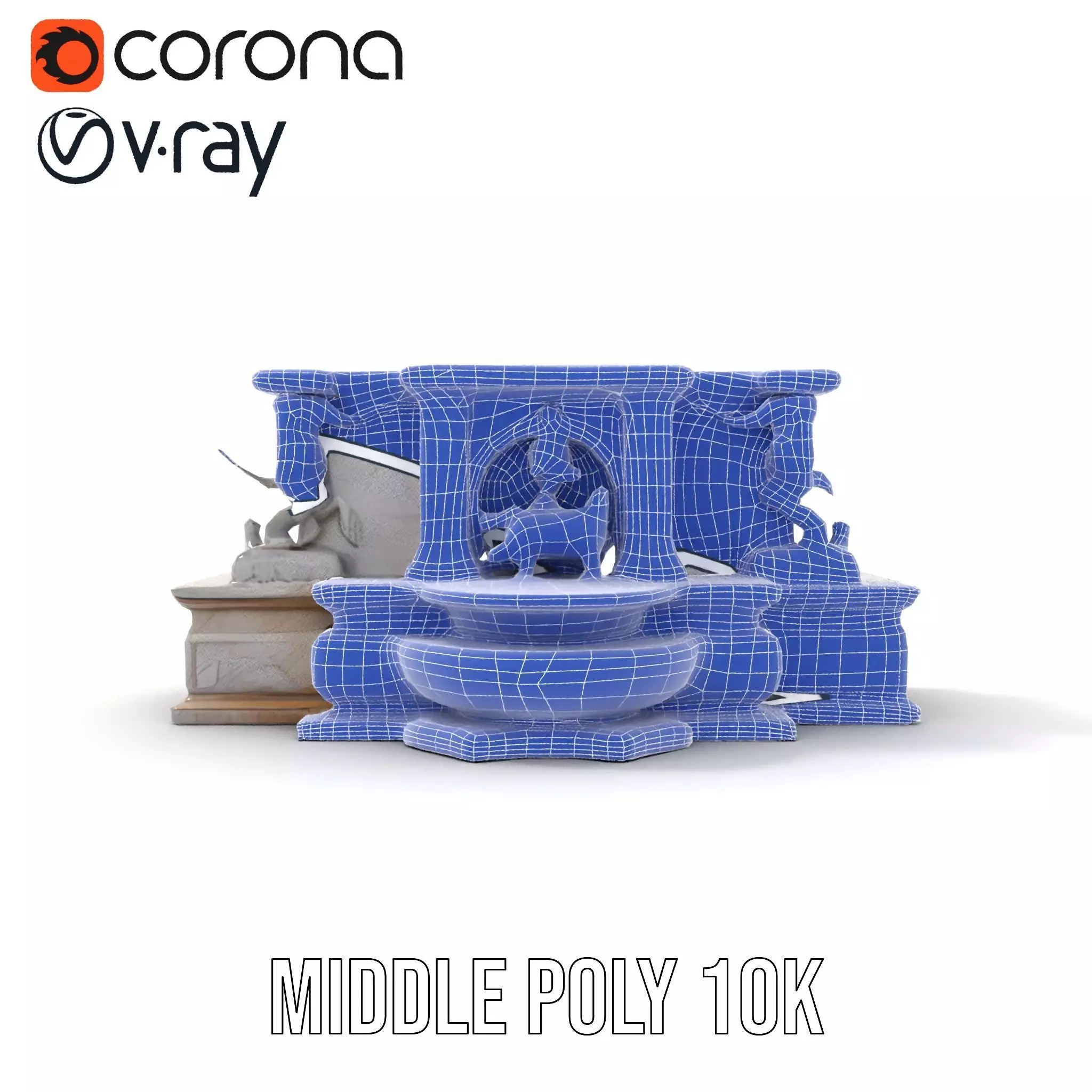 Elegant Stone Fountain model pack Low-poly 3D model_22