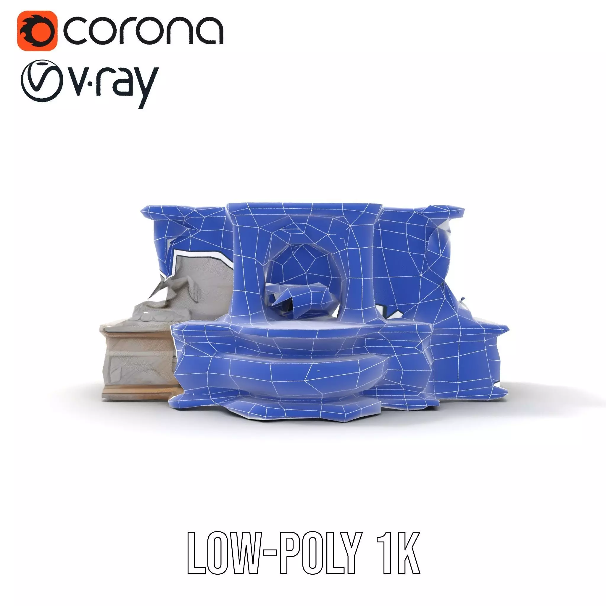 Elegant Stone Fountain model pack Low-poly 3D model_28