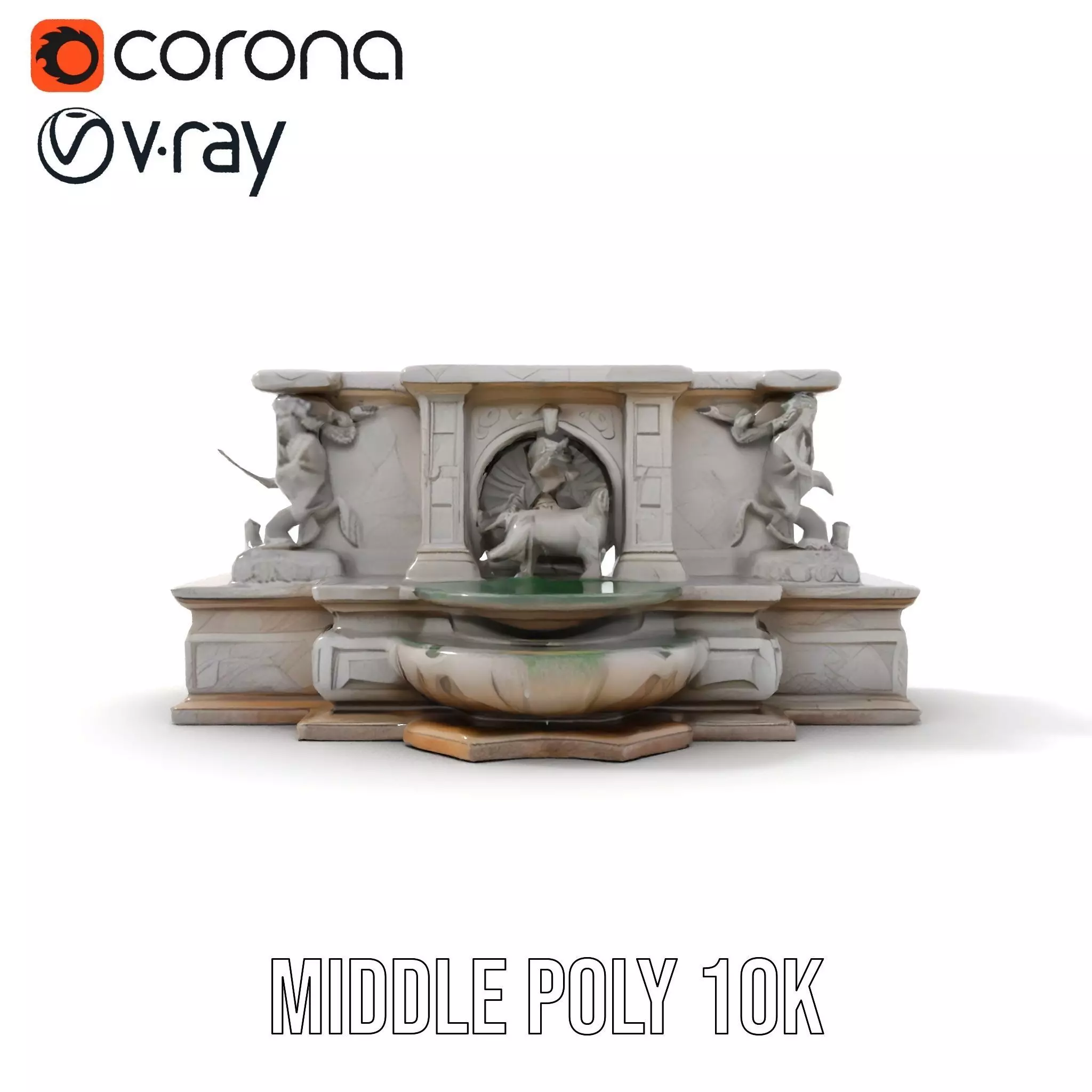 Elegant Stone Fountain model pack Low-poly 3D model_14