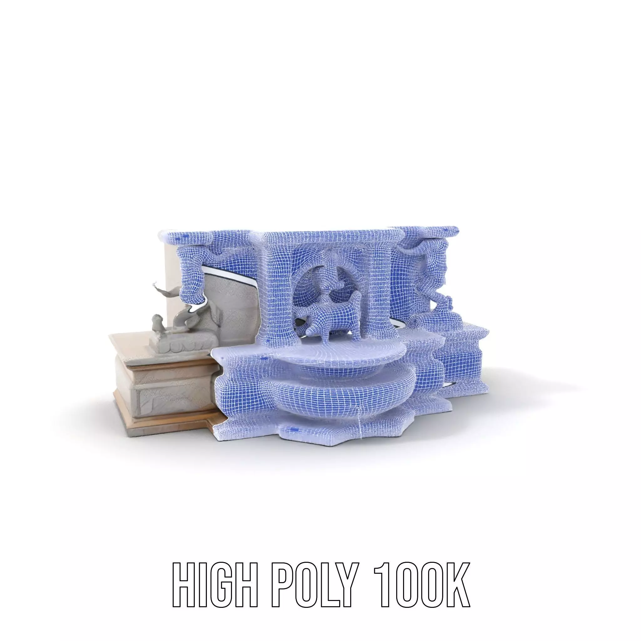 Elegant Stone Fountain model pack Low-poly 3D model_5