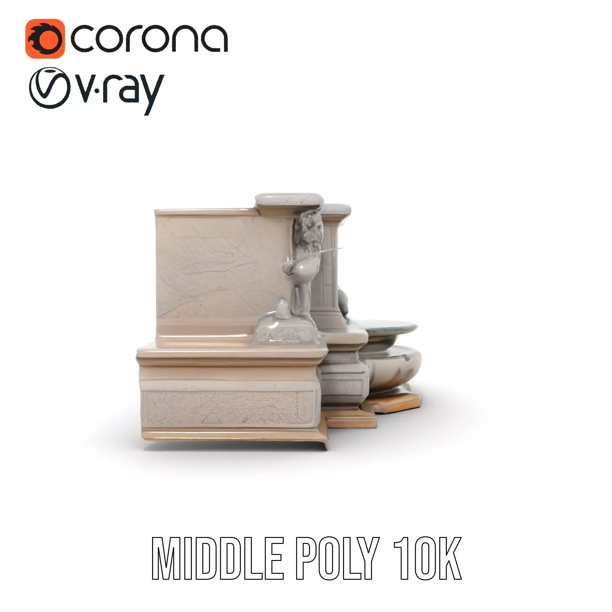 Elegant Stone Fountain model pack Low-poly 3D model_24