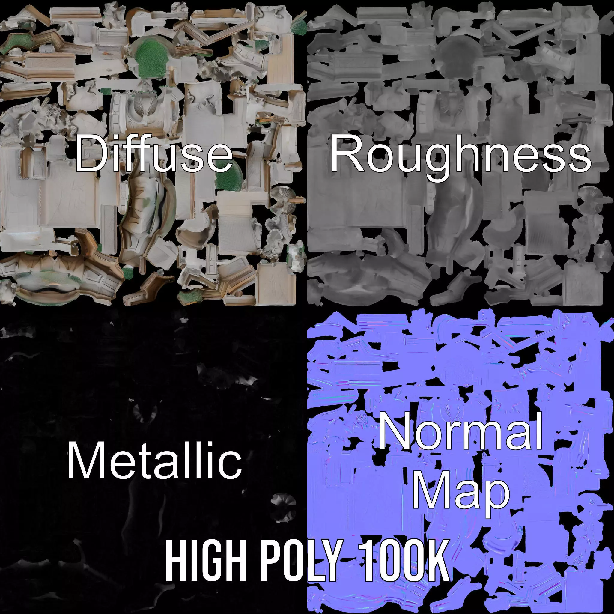 Elegant Stone Fountain model pack Low-poly 3D model_4